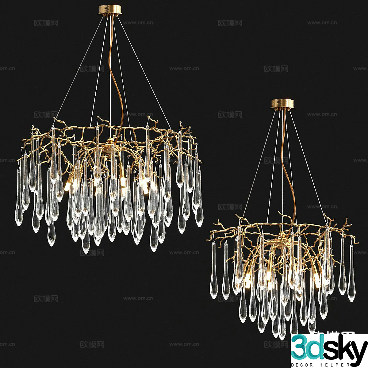Light luxury chandelier crystal chandelier 3d model