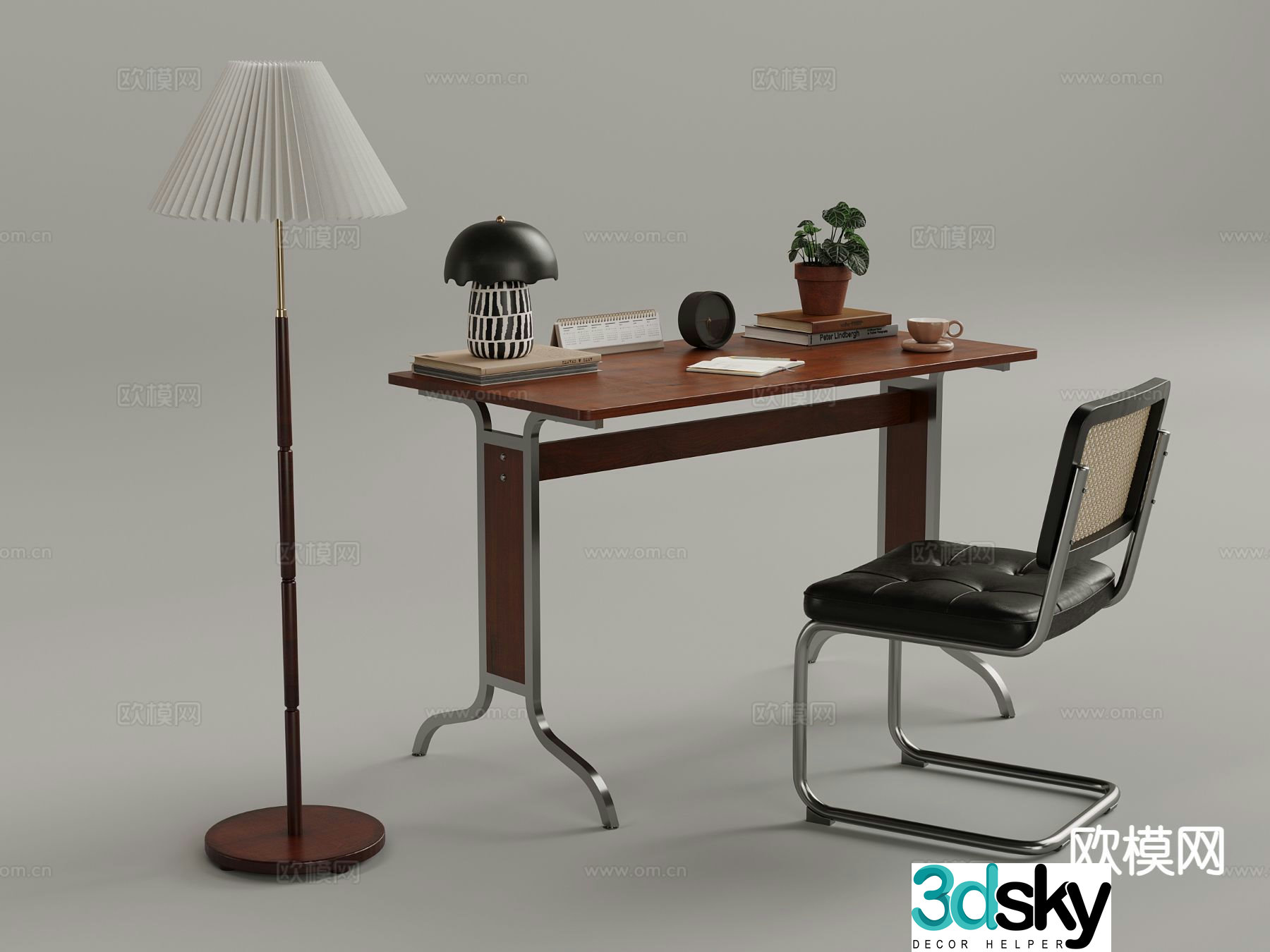 Medieval style desk study table 3d model