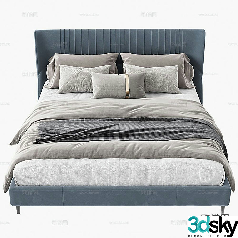 Modern double bed 3d model