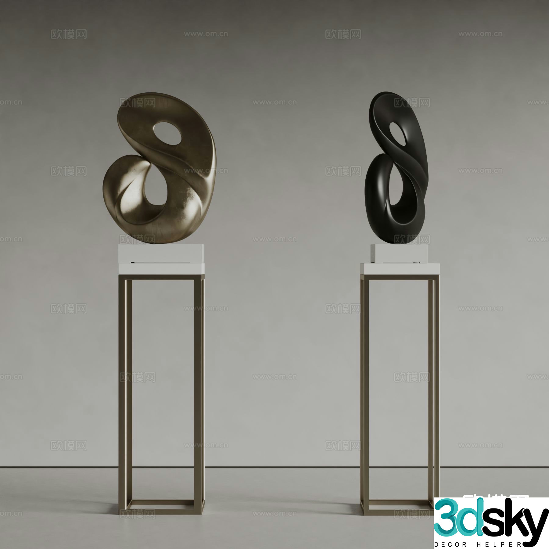 Metal sculpture art ornament 3d model