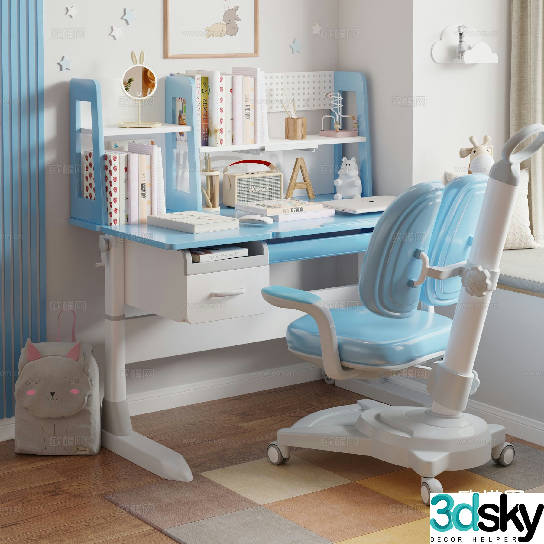 Children’s study table lifting table 3D model