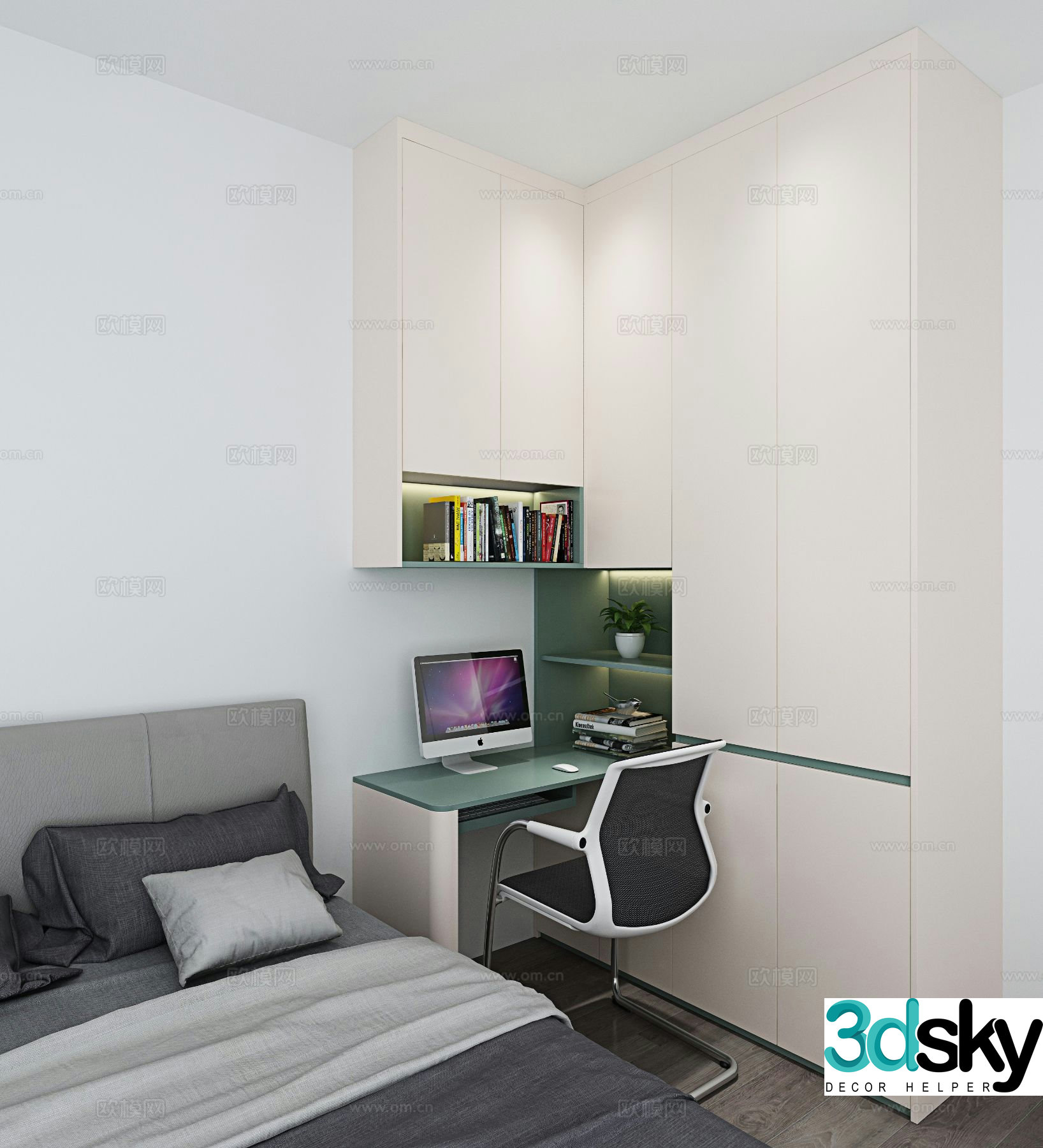 Modern desk desk study table 3d model