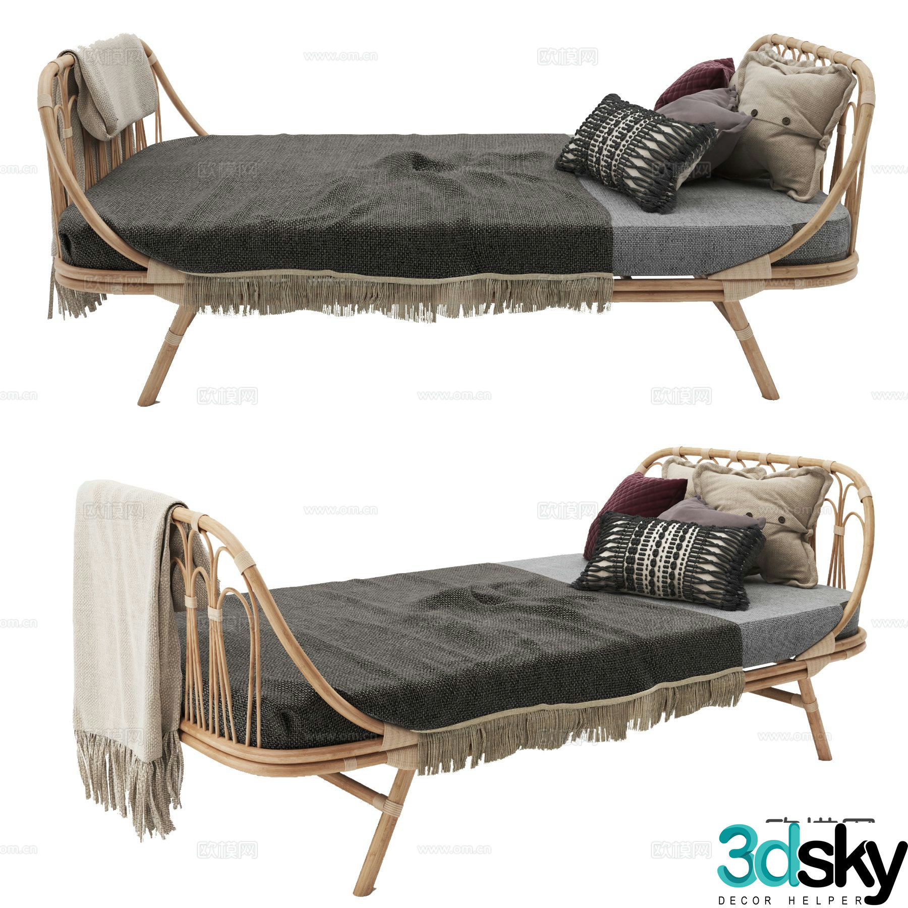 Wabi-sabi footrest bedside stool sofa stool 3d model