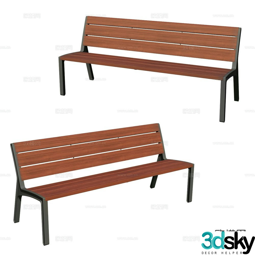 MmcitÃ© public chair bench park chair 3d model