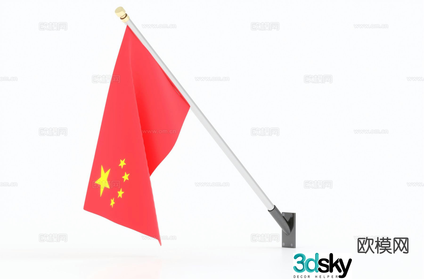 modern flag flag flag red flag 3d model