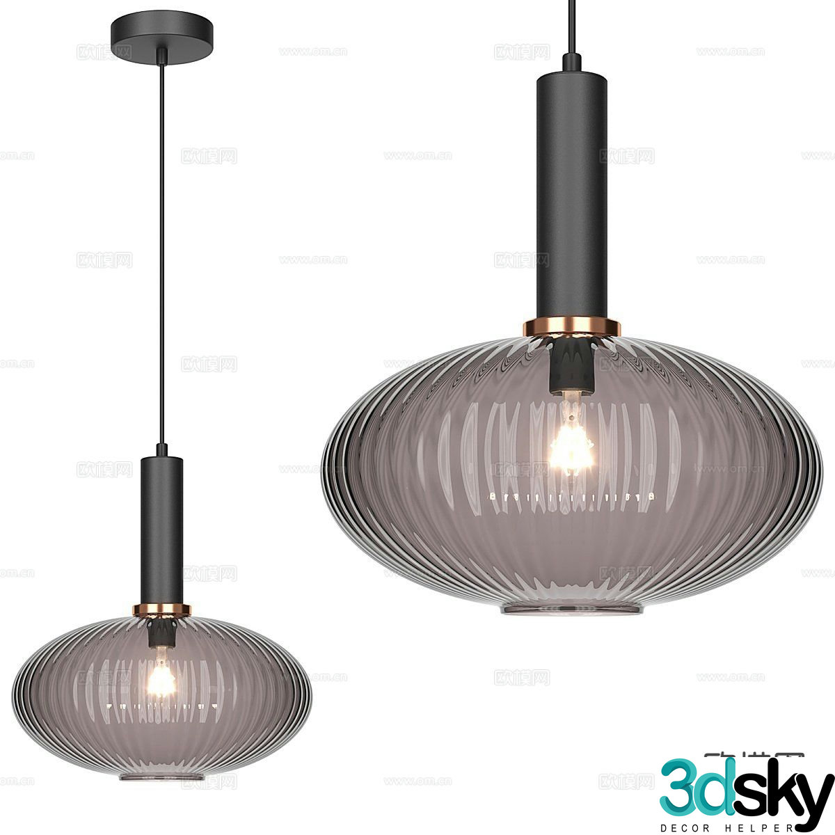 Modern glass chandelier 3d model