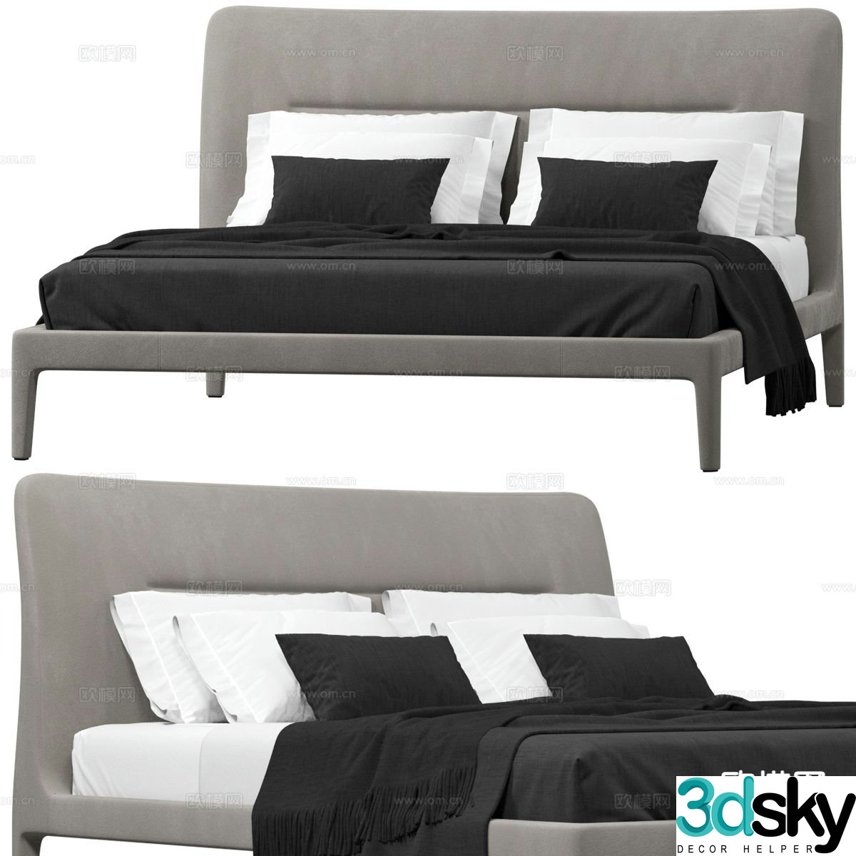 Modern double bed 3d model