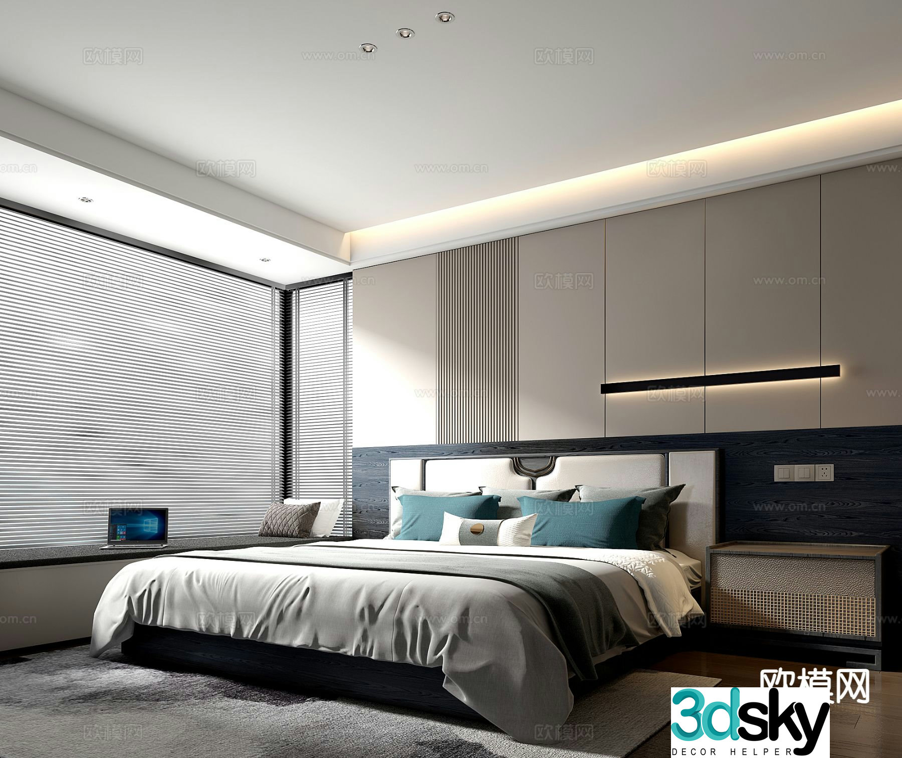 Modern double bed 3d model