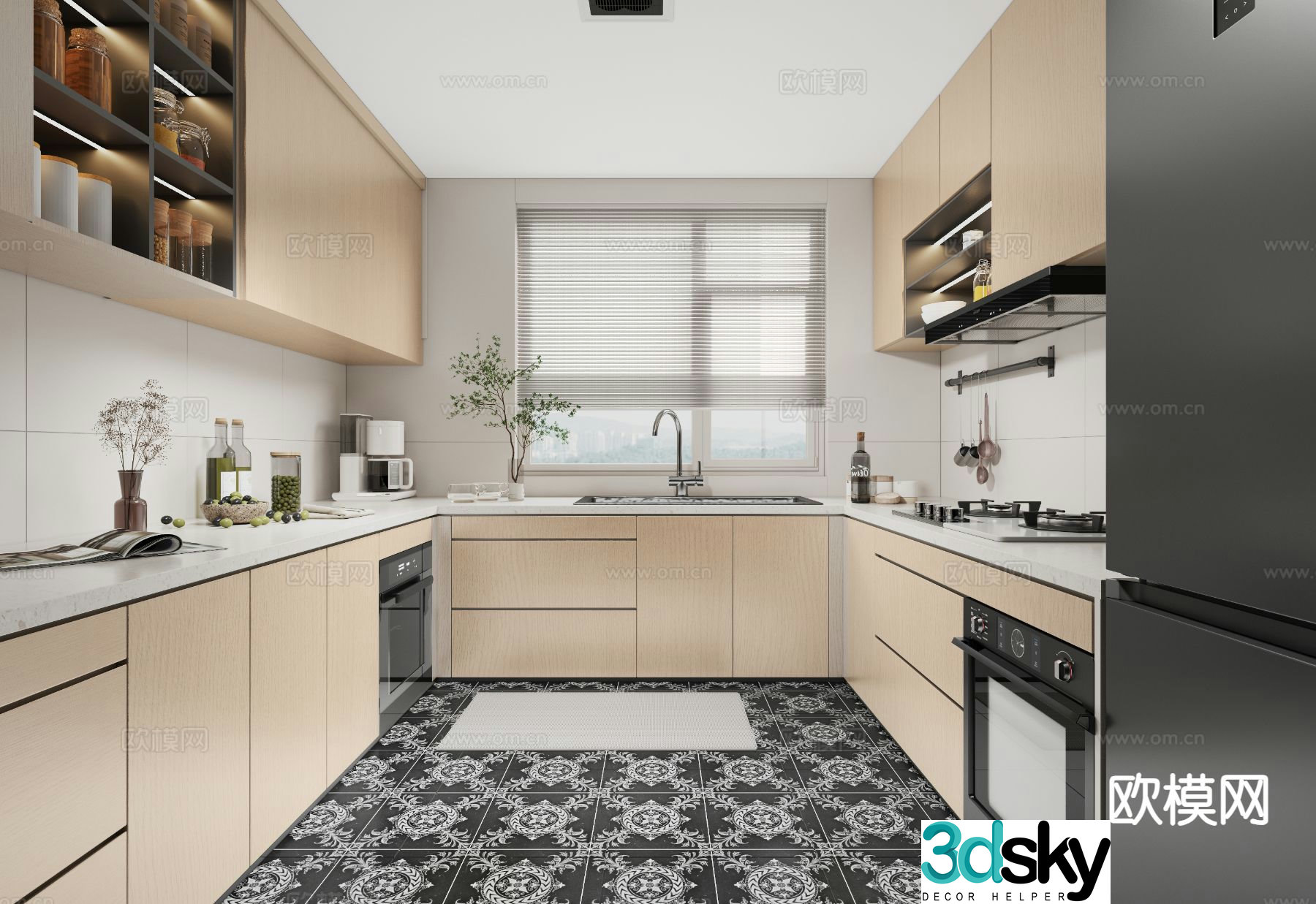modern kitchen cabinet 3d model