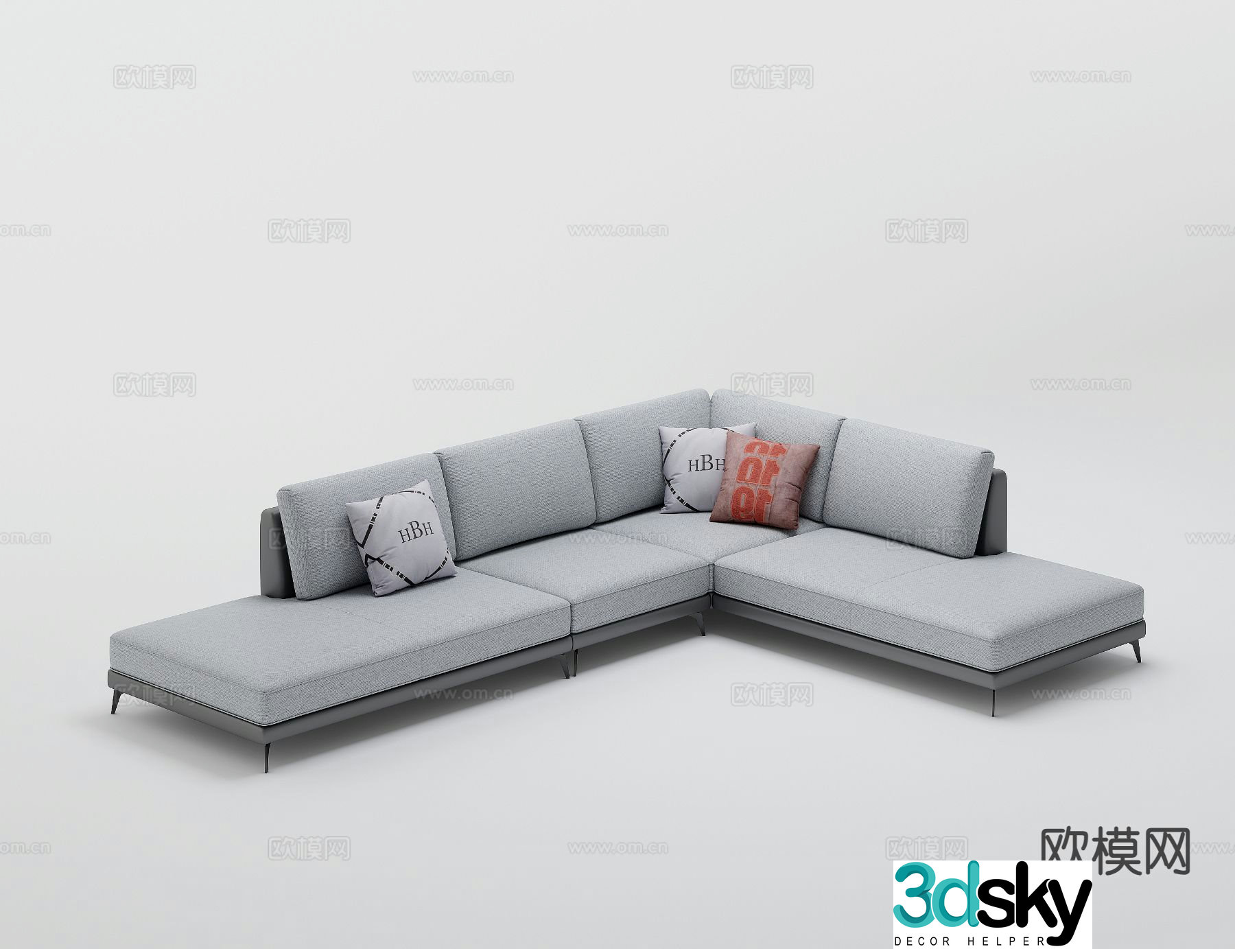 Modern multi-seater sofa corner sofa 3d model