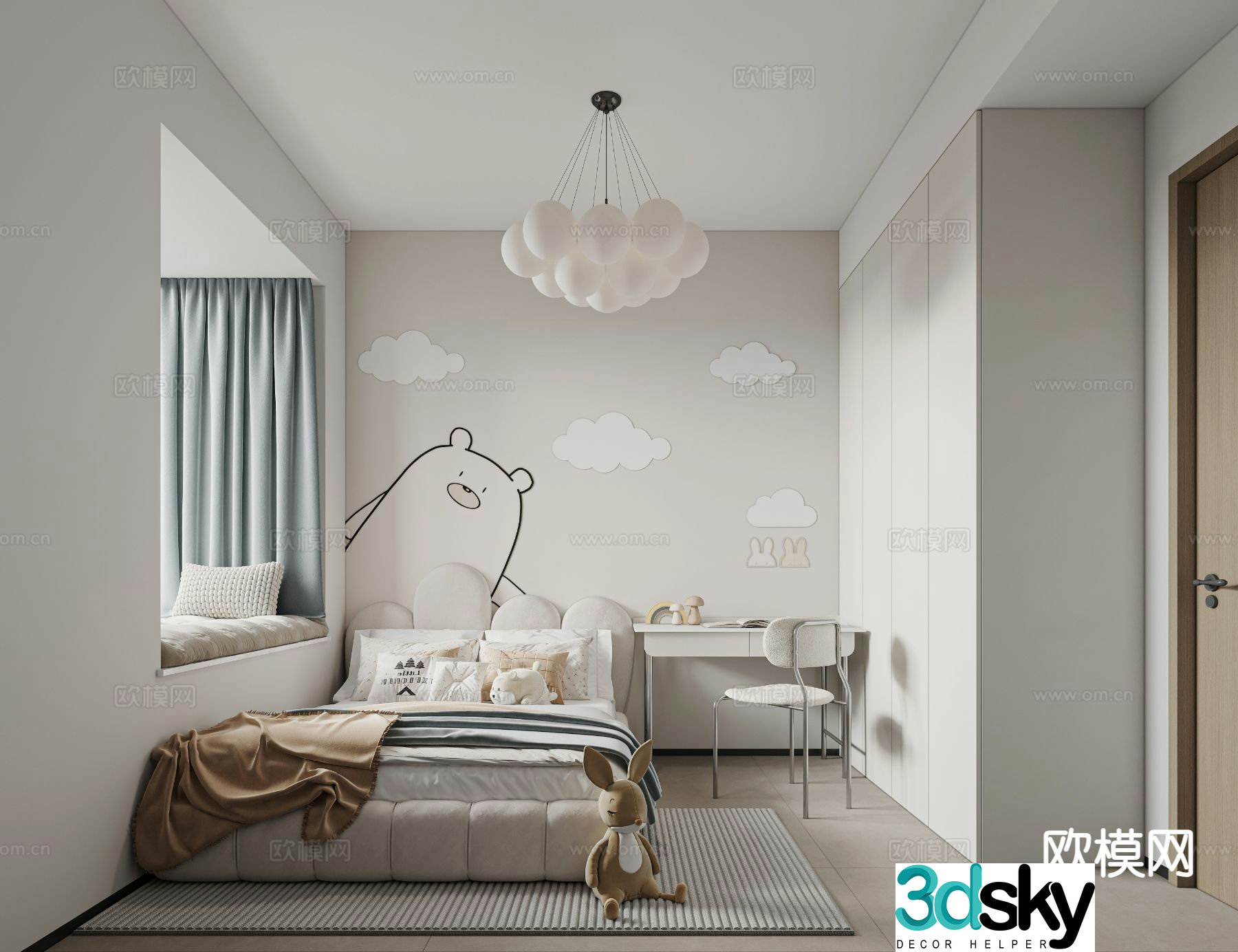 Modern children’s room boy’s room 3d model