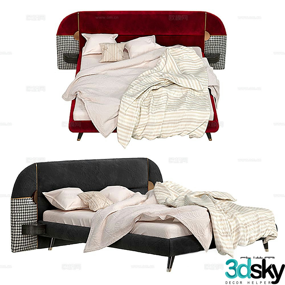 Modern double bed 3d model