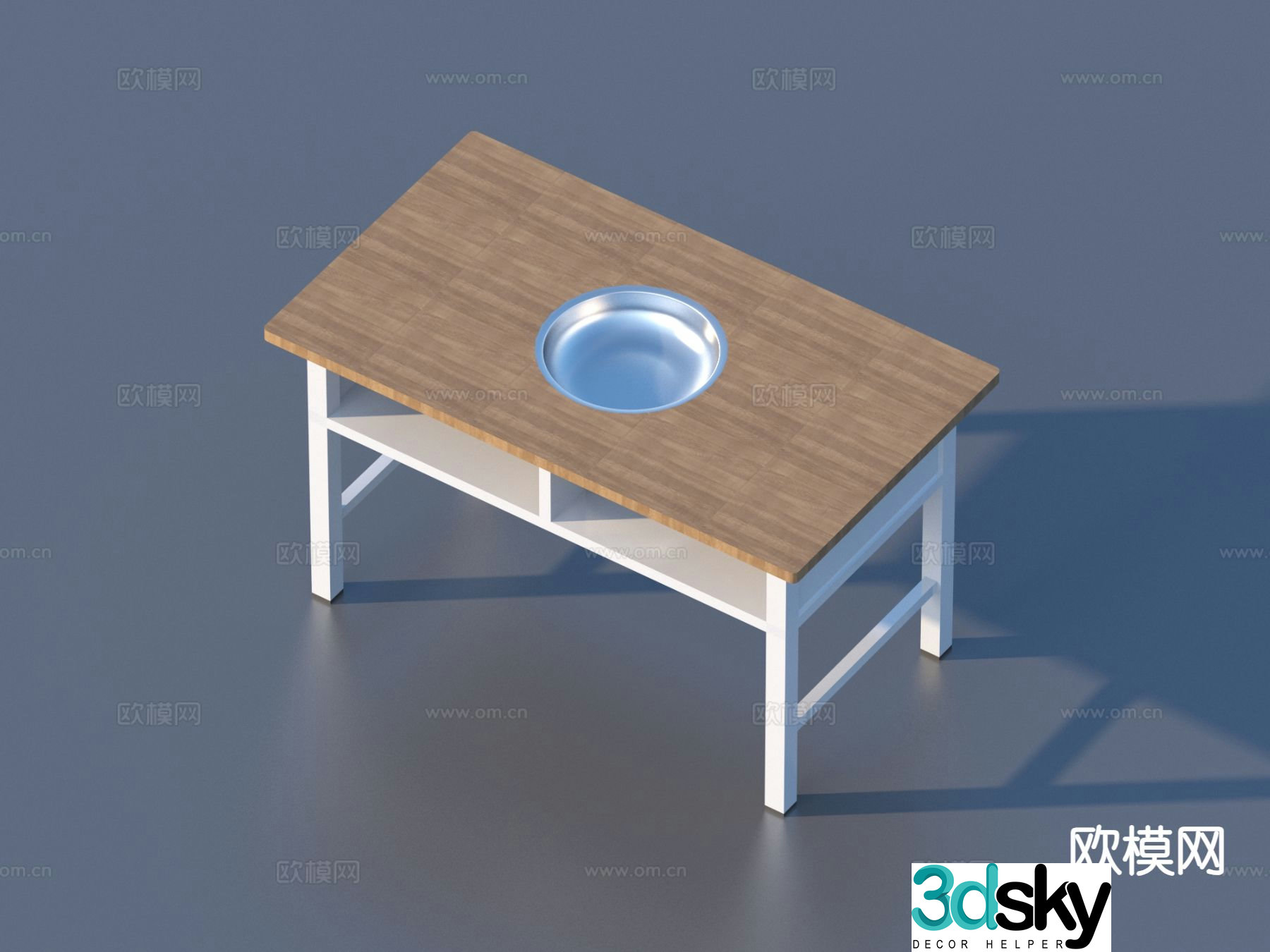 Modern hot pot restaurant dining table 3d model