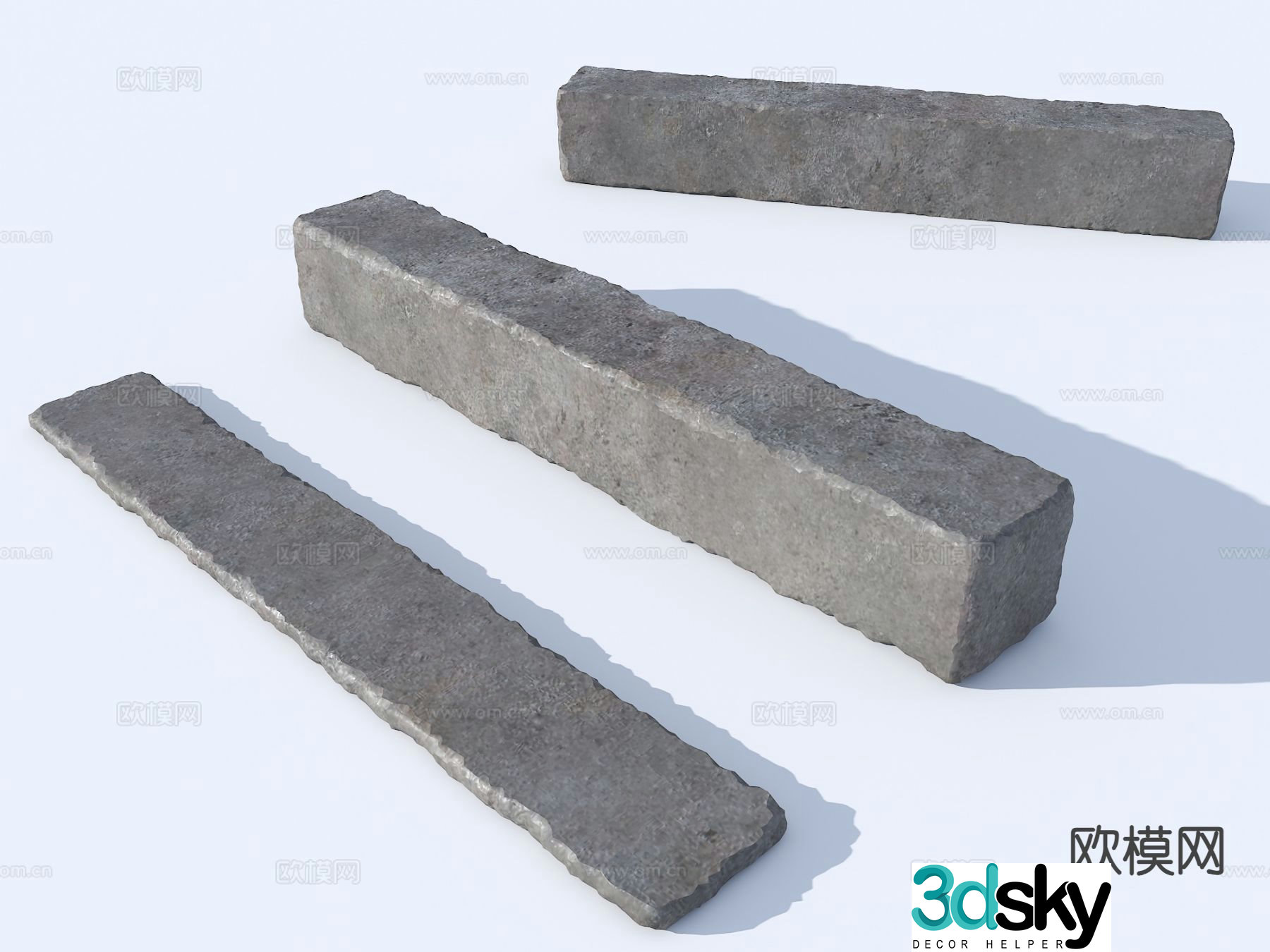 Shabby stone stool landscape stone bench Zen stone bench 3D model