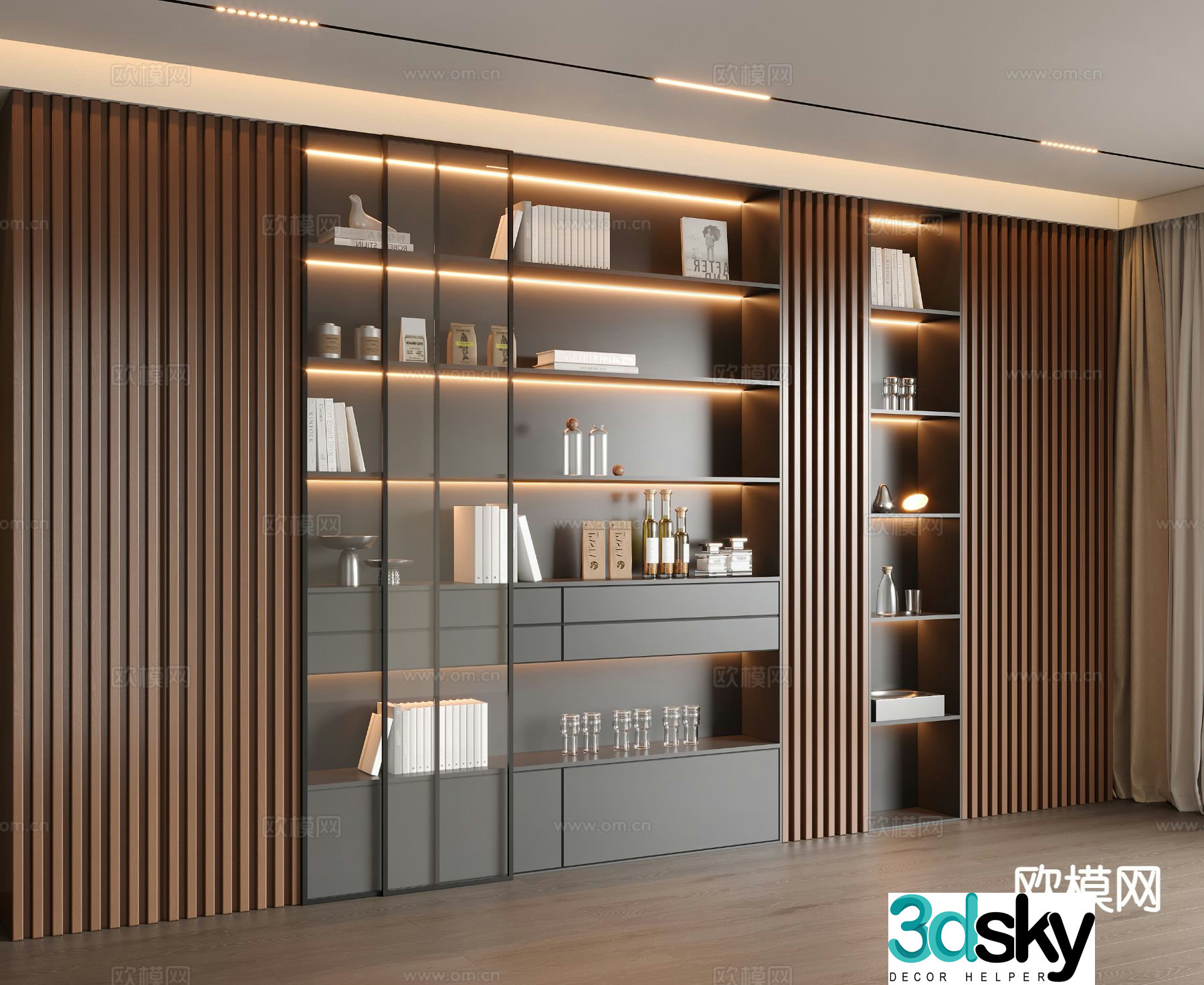 Medieval style bookcase bookshelf 3d model