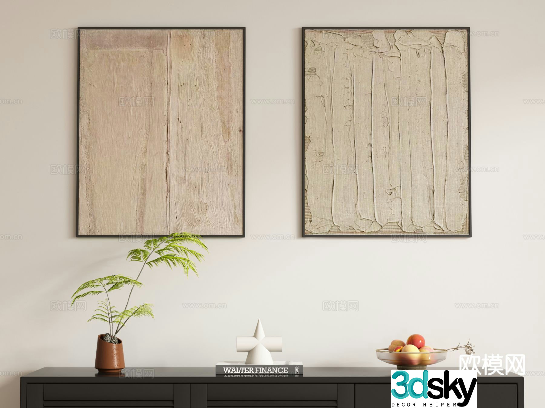 Medieval style hanging painting decorative painting 3d model