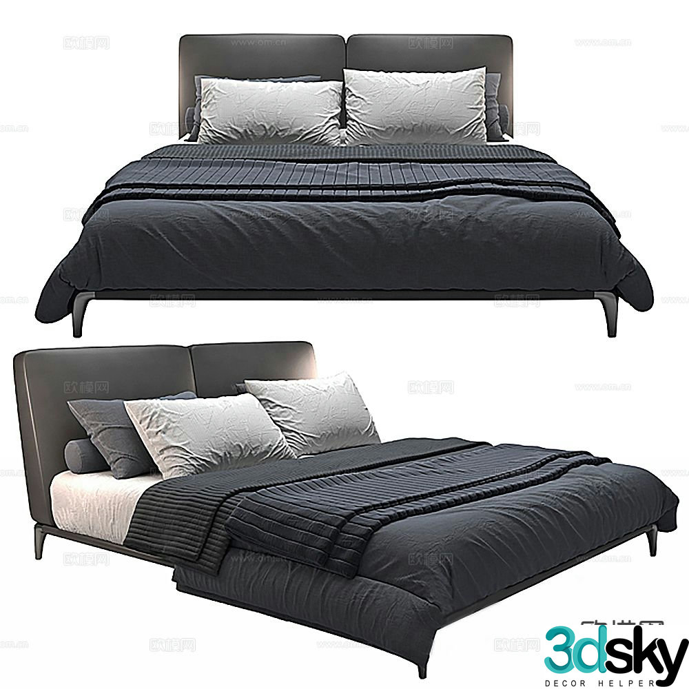 Modern double bed 3d model