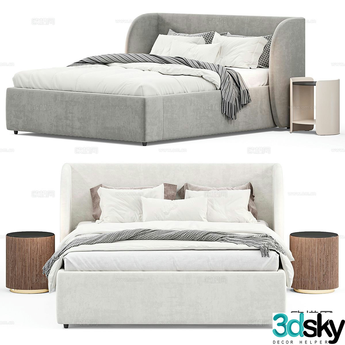 Modern double bed 3d model