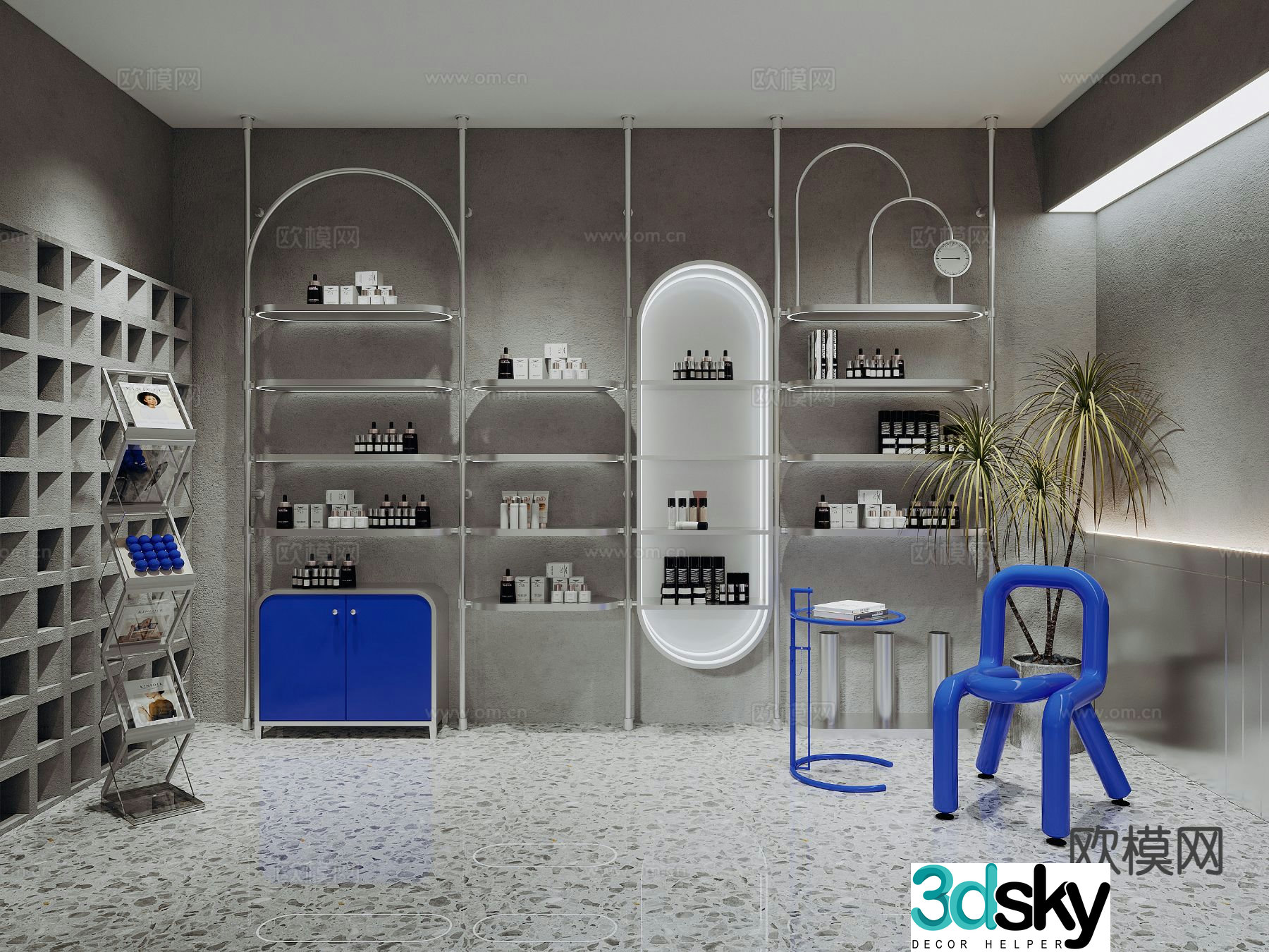 Cosmetics display cabinet shelf 3d model