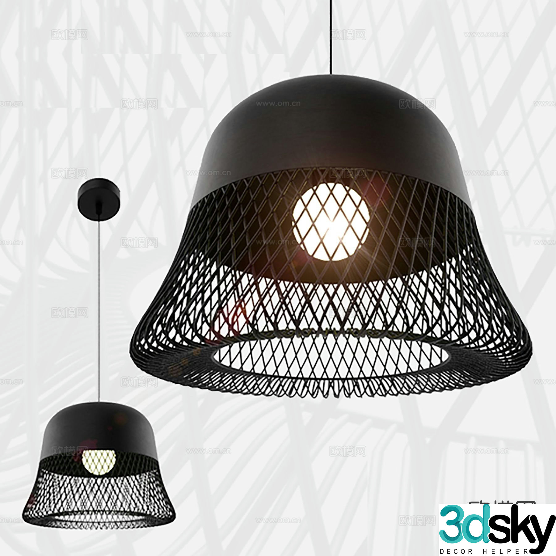 Modern metal mesh chandelier 3d model