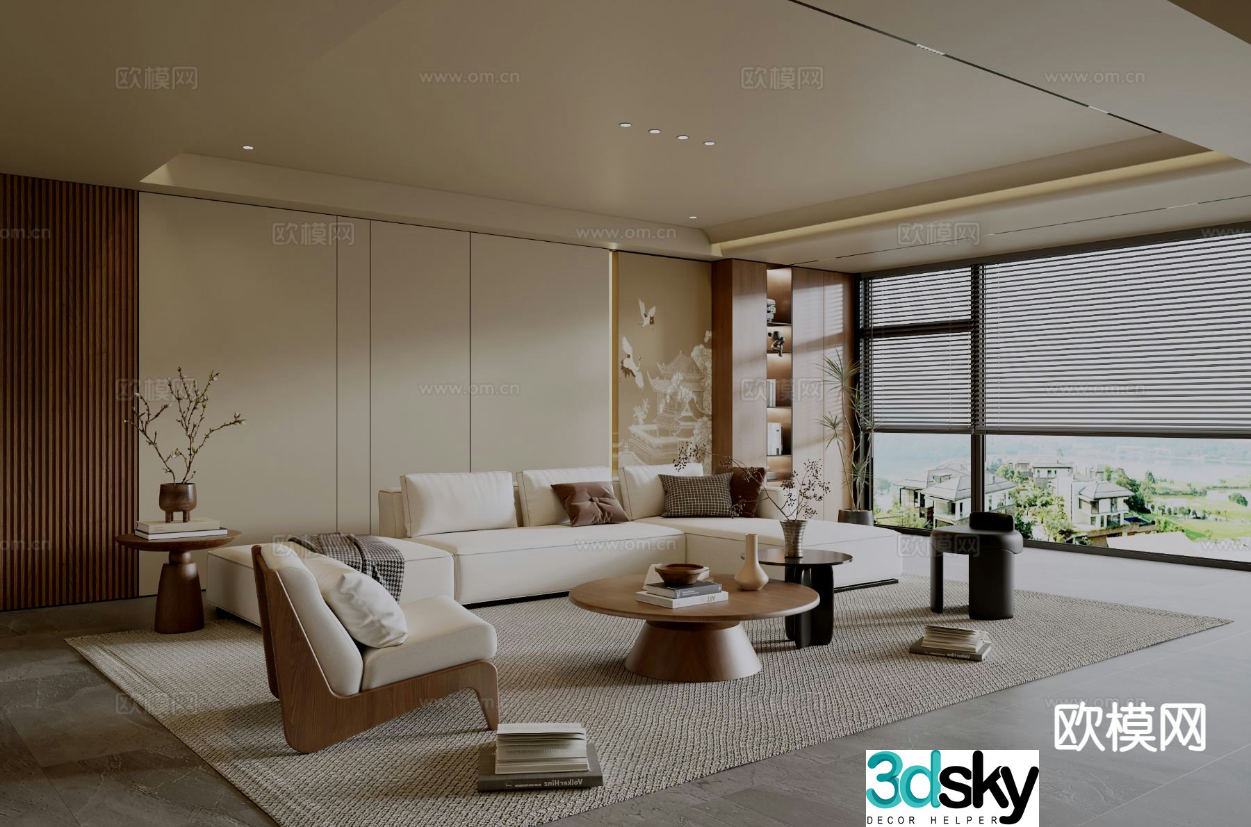 Wabi-sabi living room 3d model
