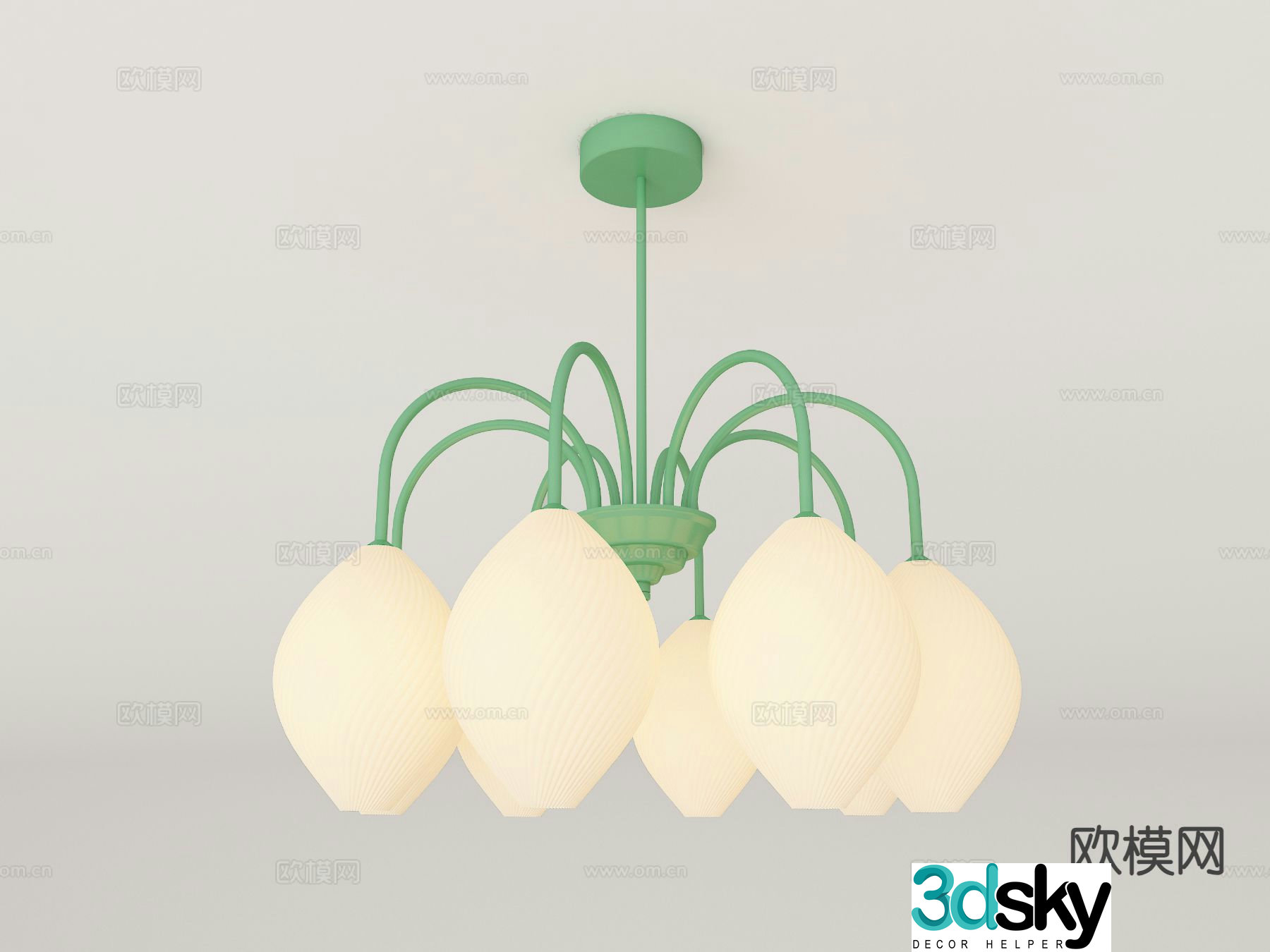 Cream style chandelier multi-head chandelier 3d model