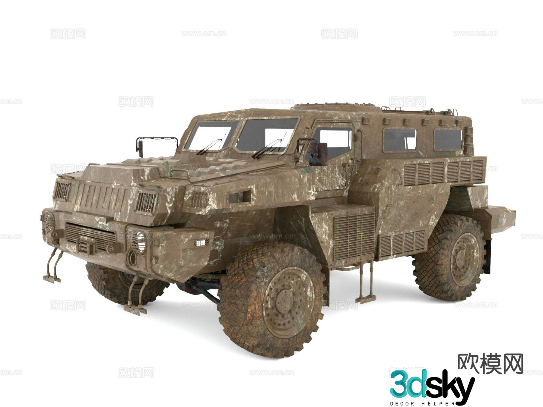 Hummer car dilapidated military car 3d model