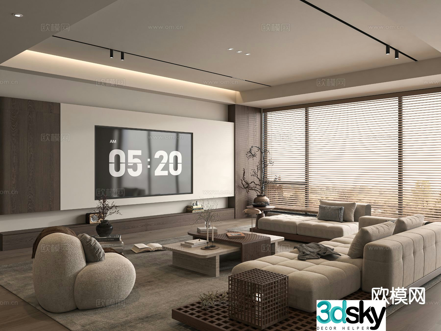 Wabi-sabi living room 3d model