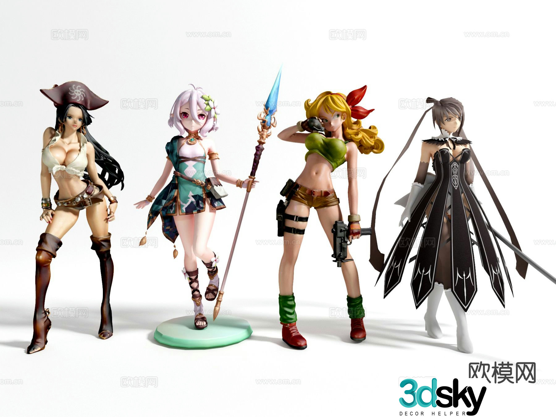 Beautiful girl figure trendy ornaments 3D model
