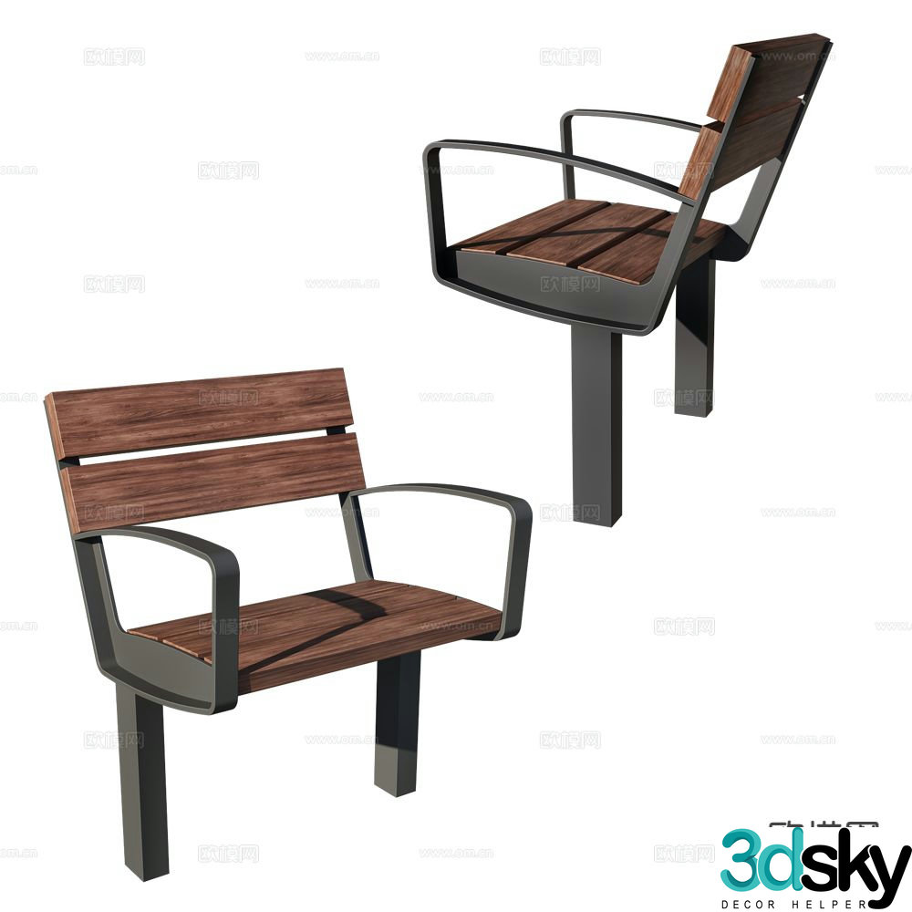 MmcitÃ© public seating outdoor chair waiting chair 3d model