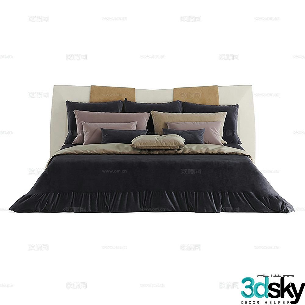 Italian double bed 3d model