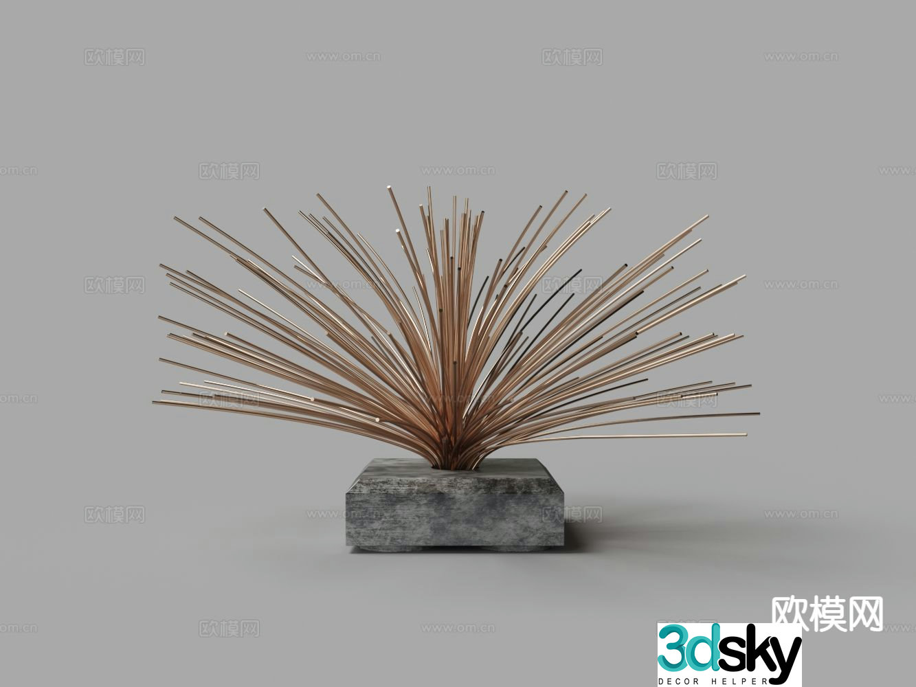 Modern metal radioactive sculpture ornament 3d model