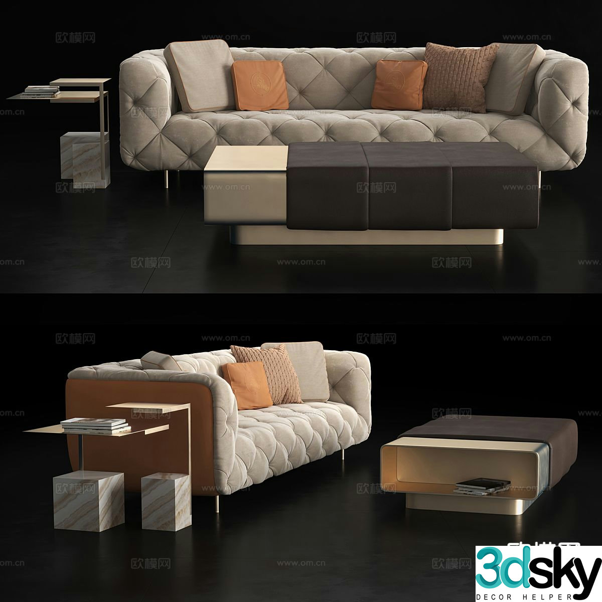 Light luxury modular sofa 3D model