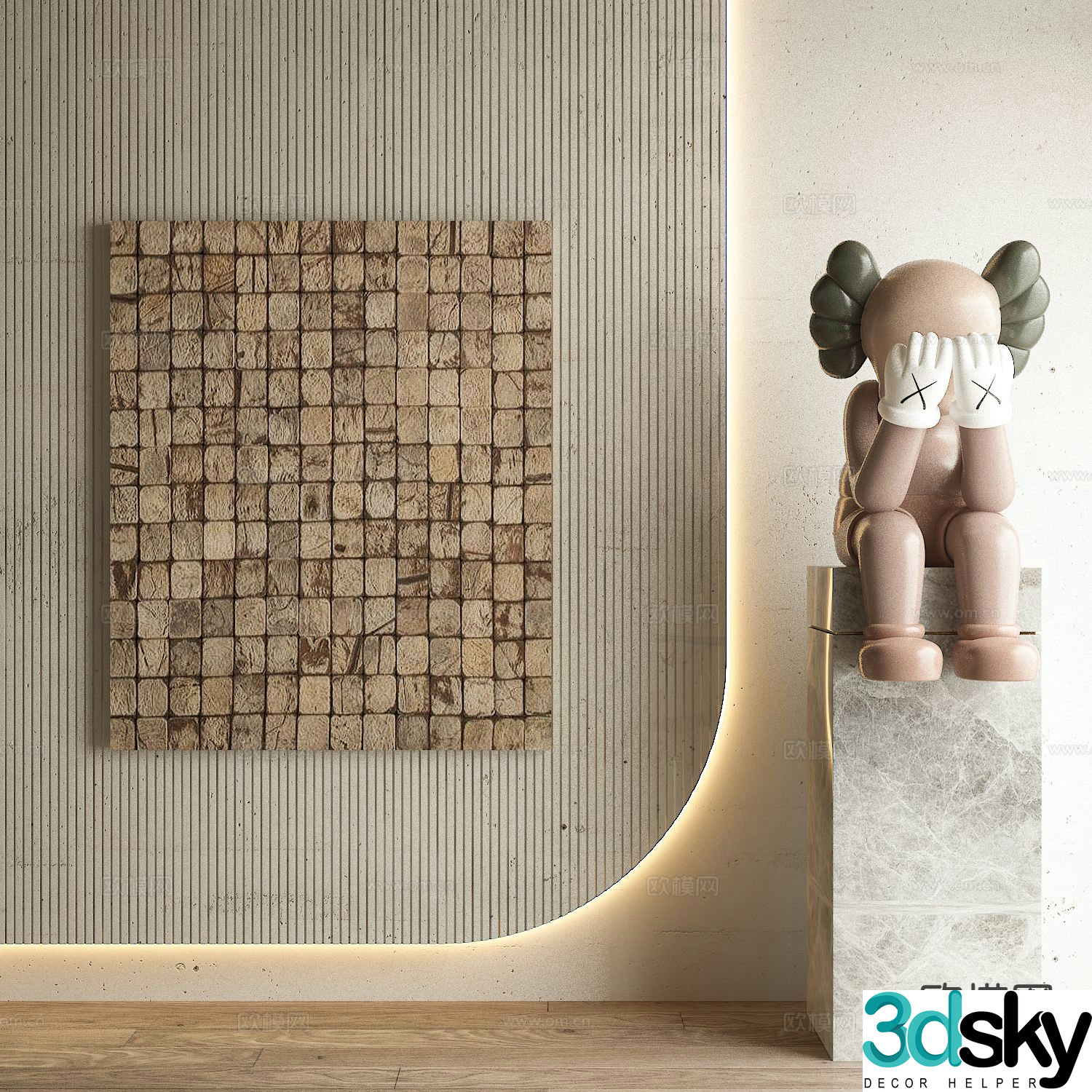 Wabi-sabi style three-dimensional painting decorative painting 3d model