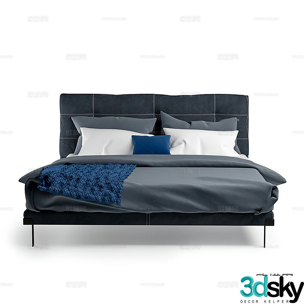 Modern double bed 3d model