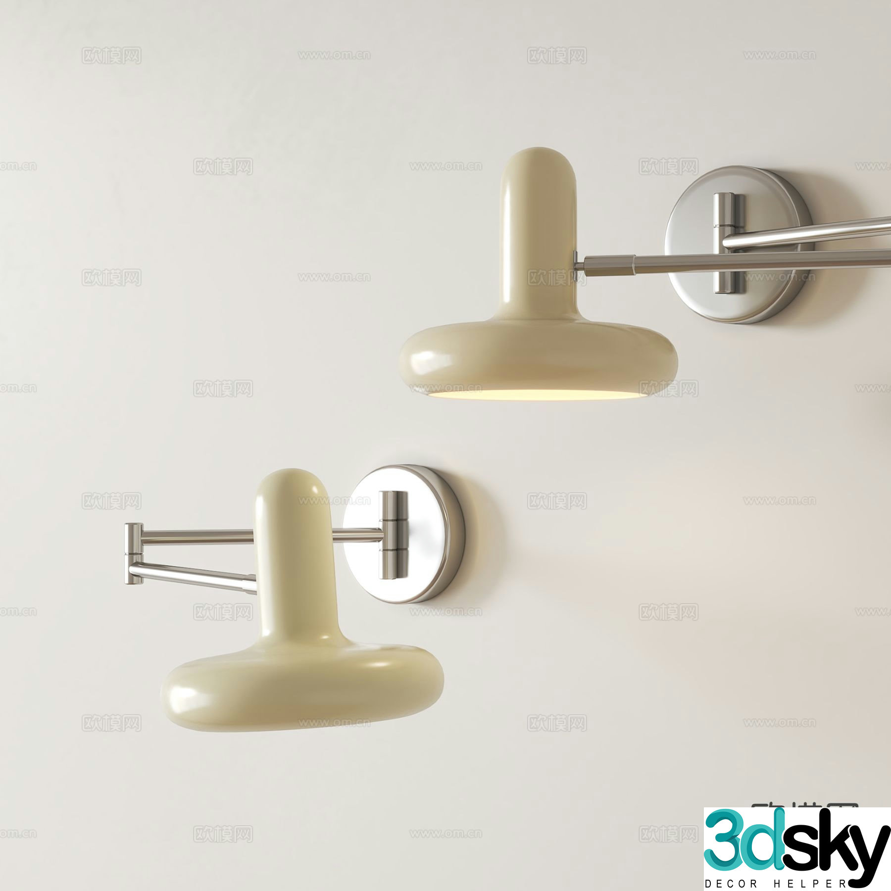 Cream style wall lamp rocker wall lamp 3d model