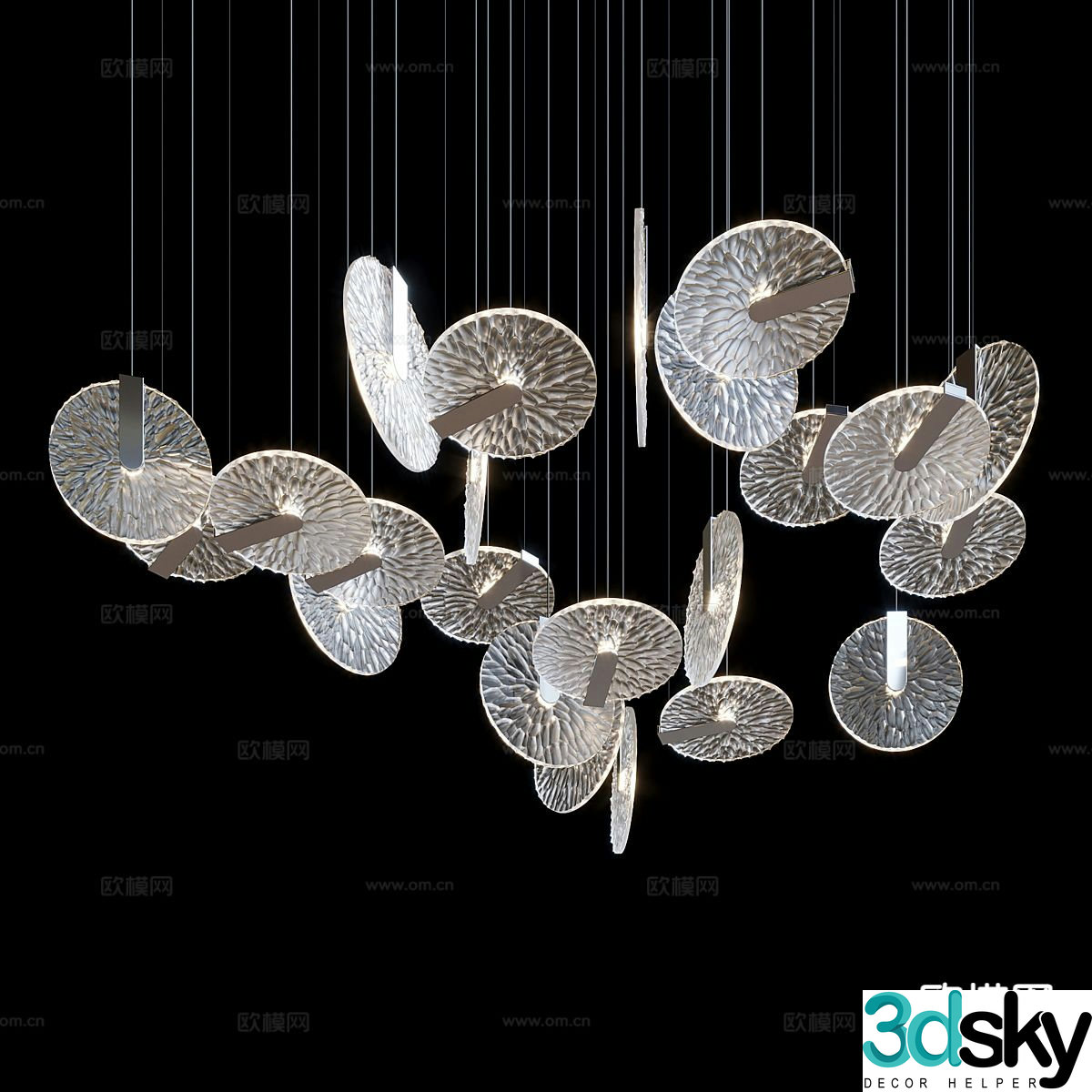 Light luxury crystal chandelier 3d model