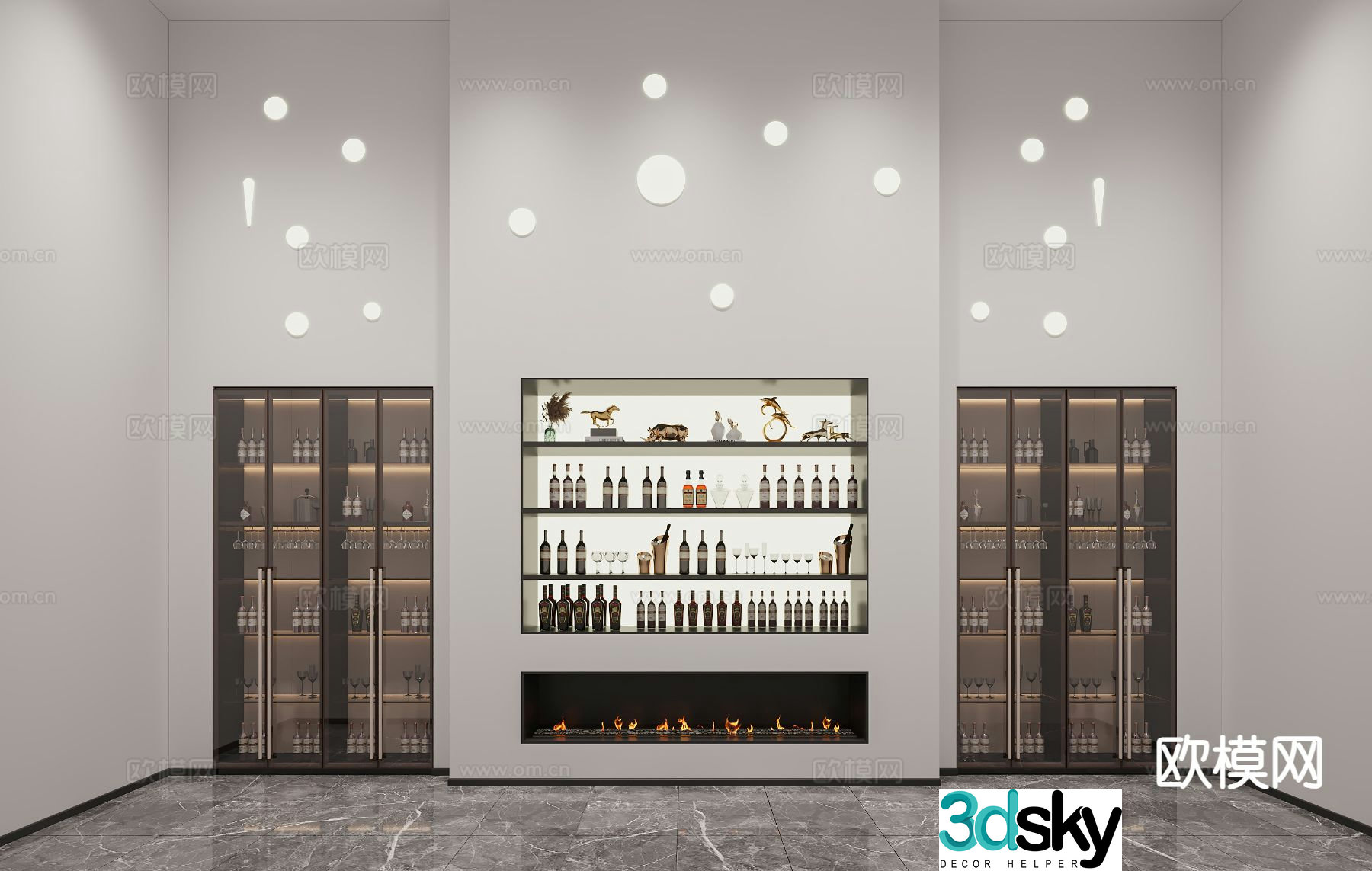 Modern wine cabinet sideboard 3d model
