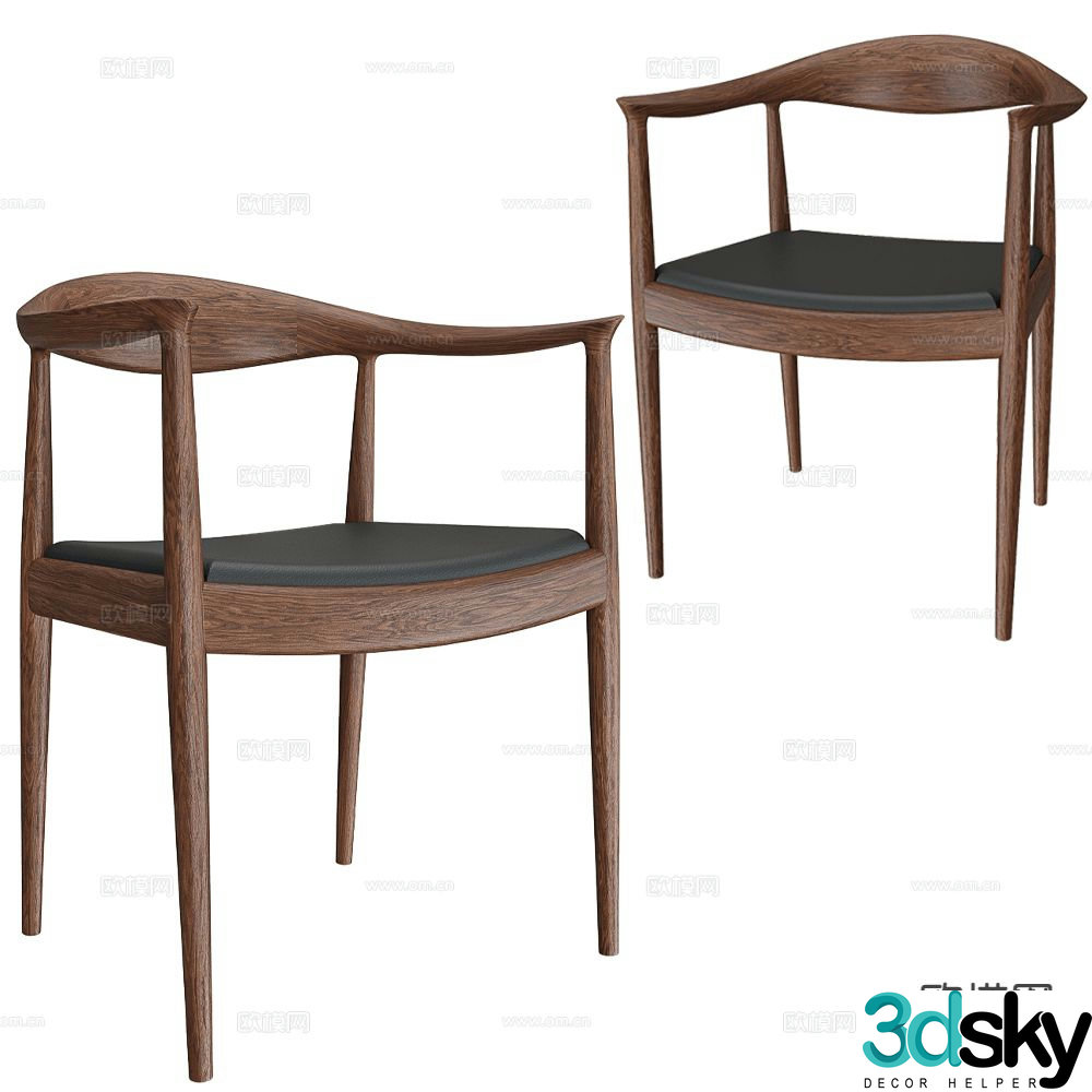 Partisan chair single chair dining chair 3d model