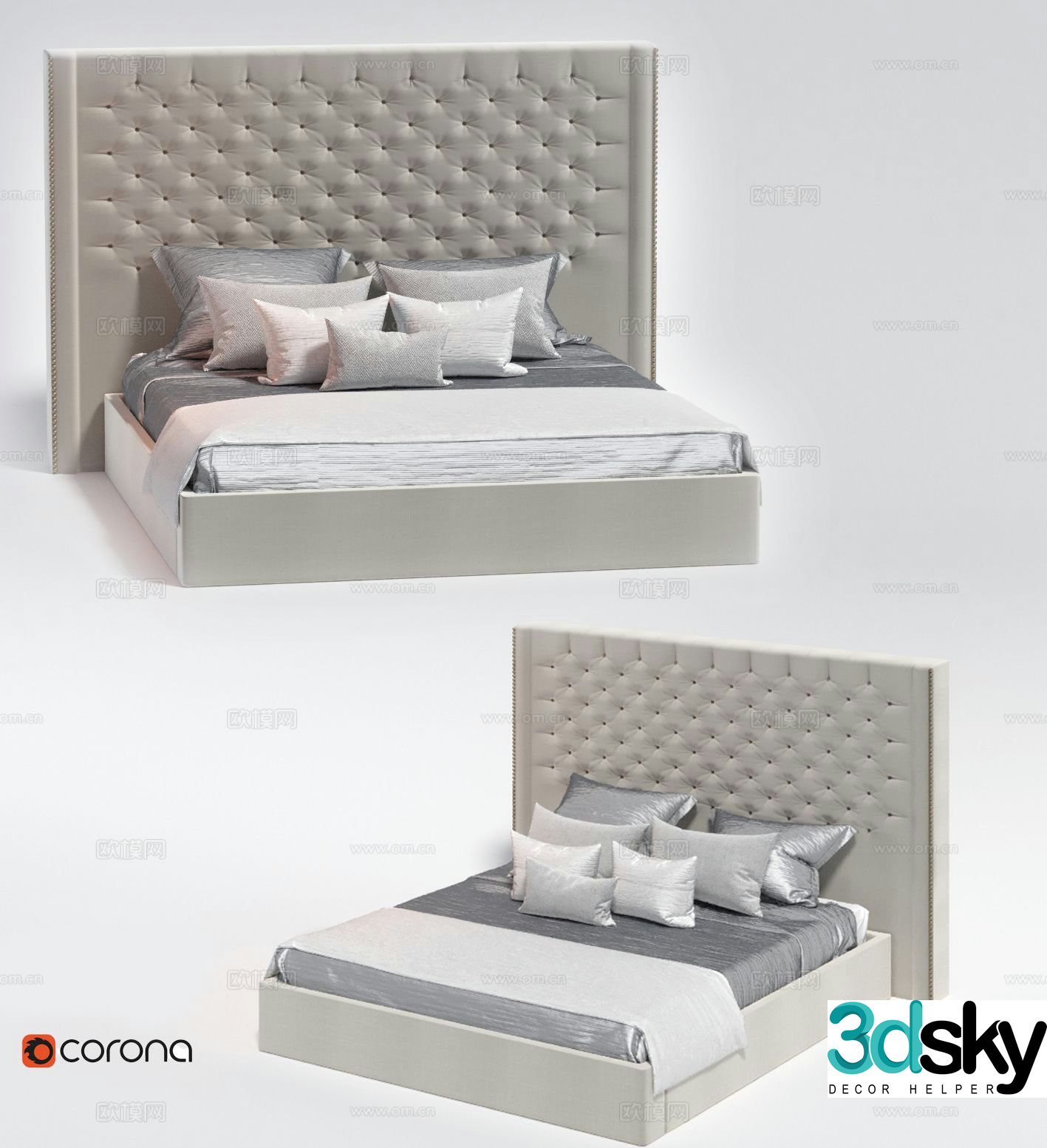Modern double bed 3d model