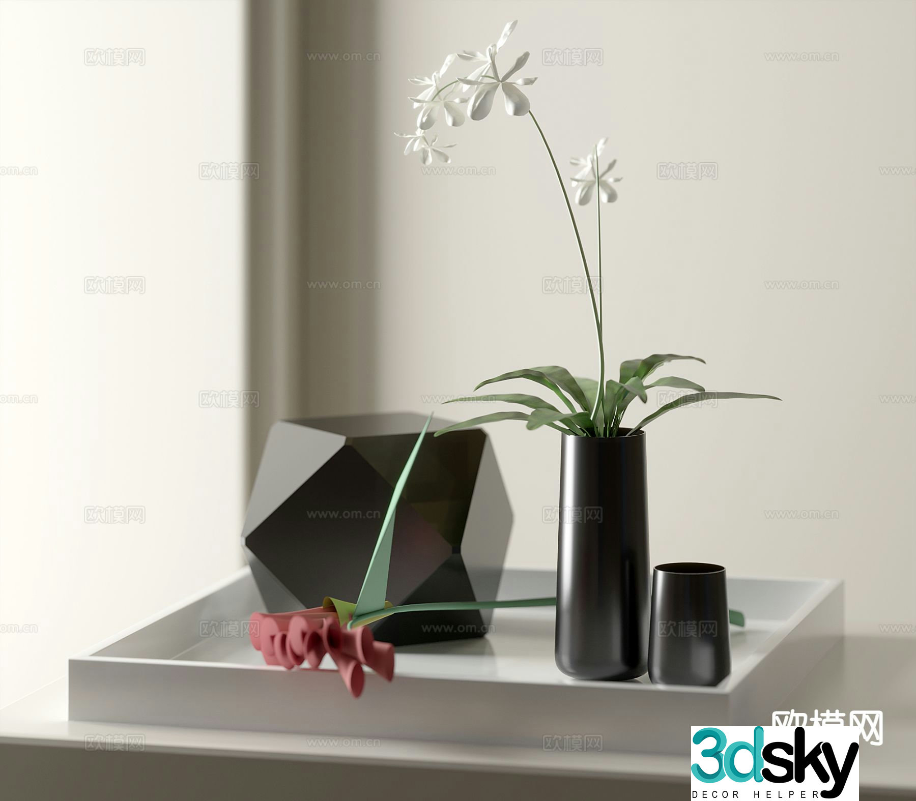 modern floral vase 3d model