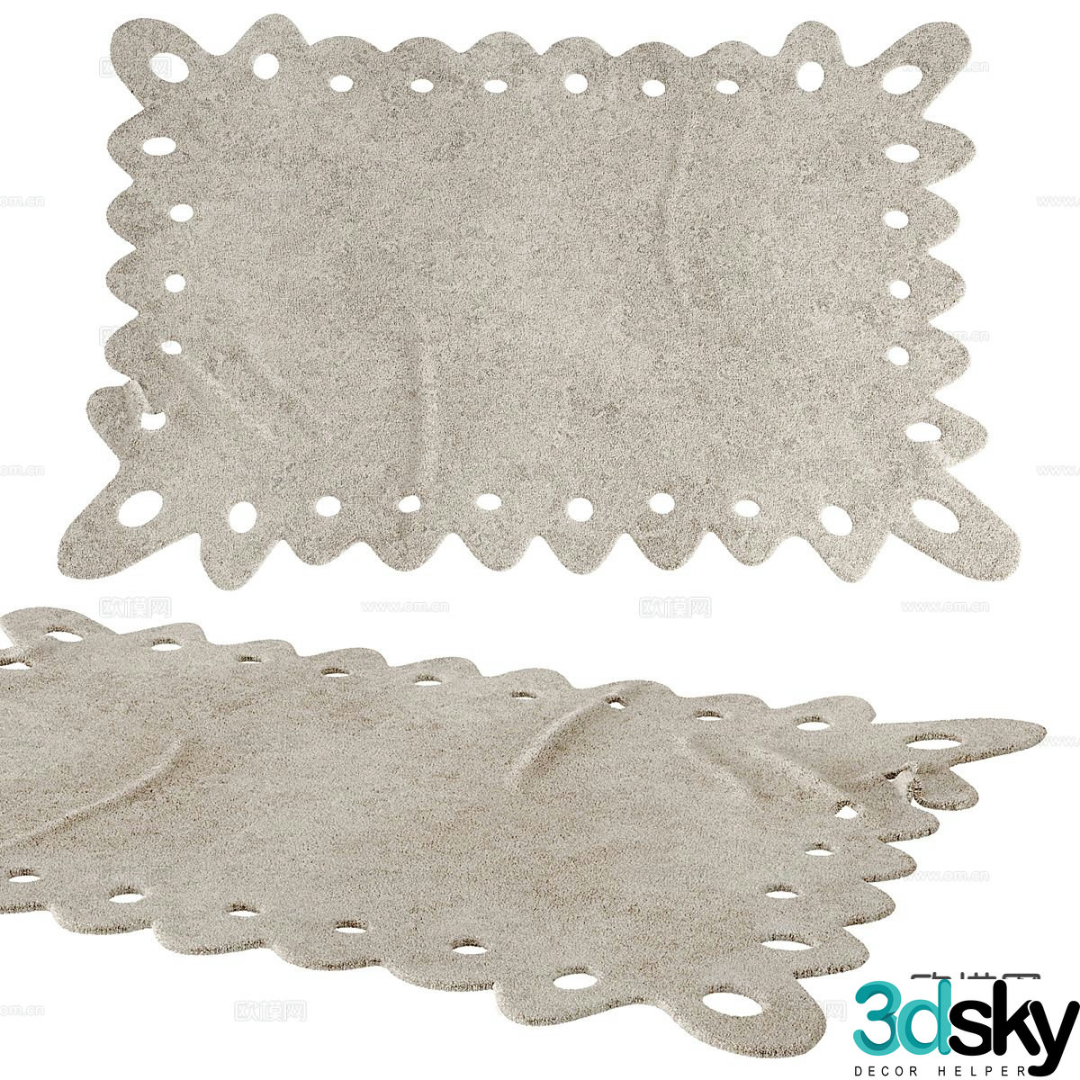 Wabi-sabi style carpet irregular carpet 3d model