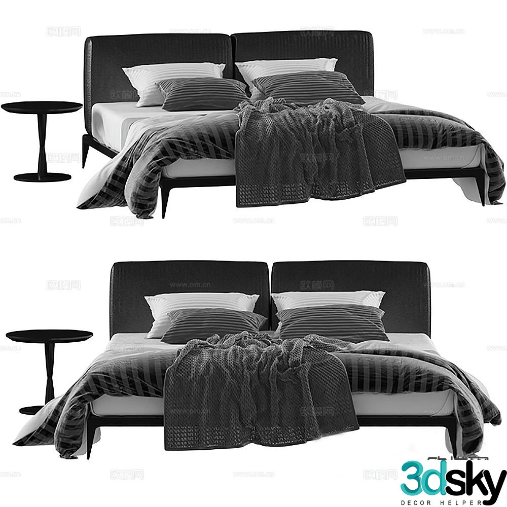 Modern double bed 3d model