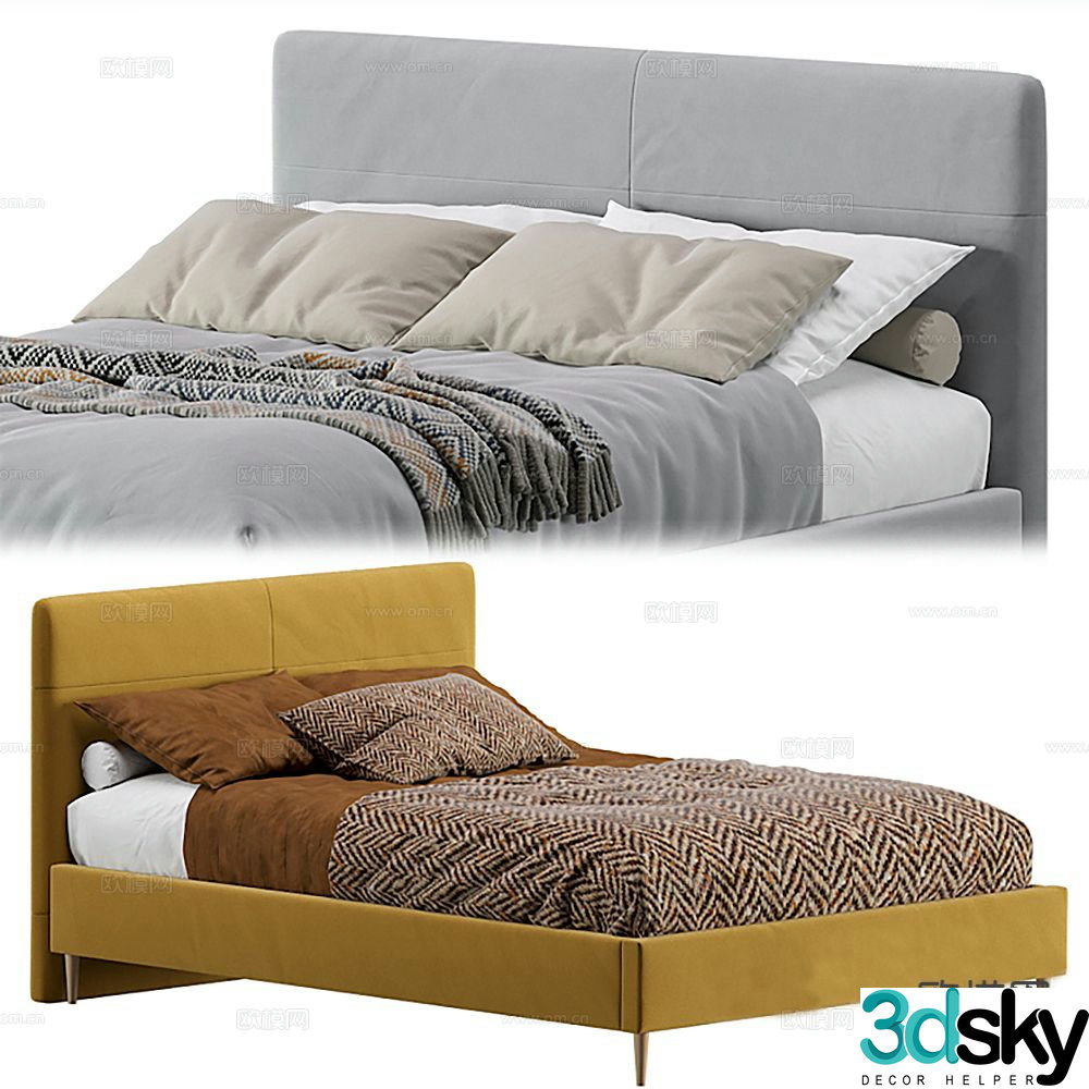 Modern double bed 3d model