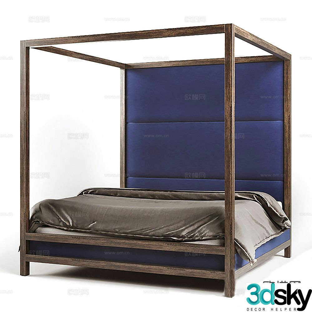 Modern double bed 3d model