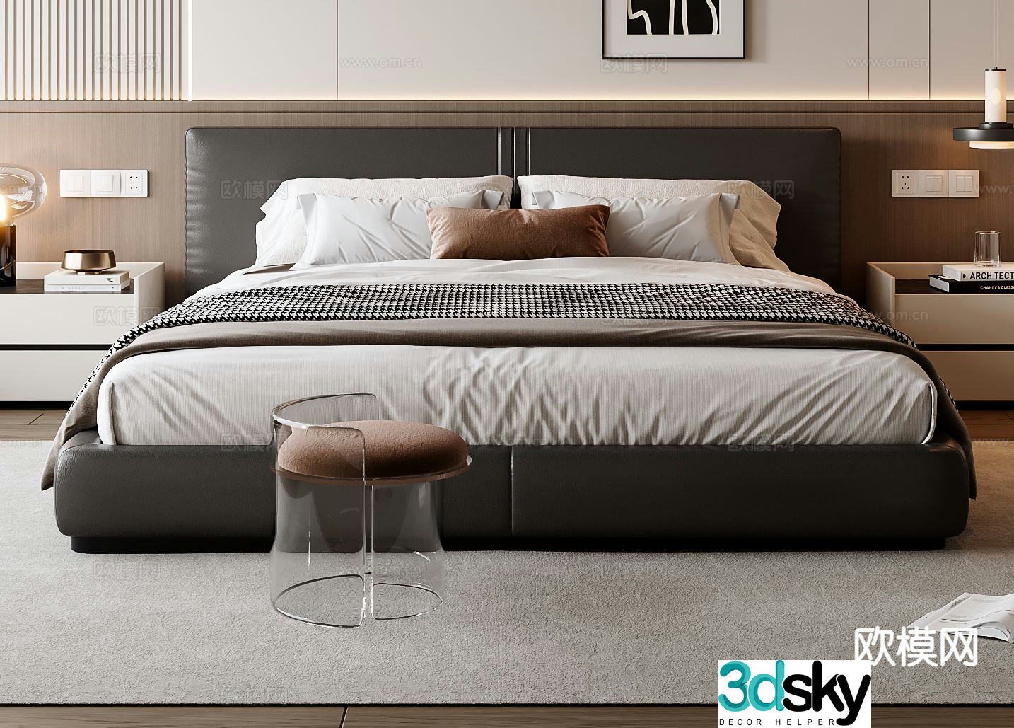 Italian double bed 3d model