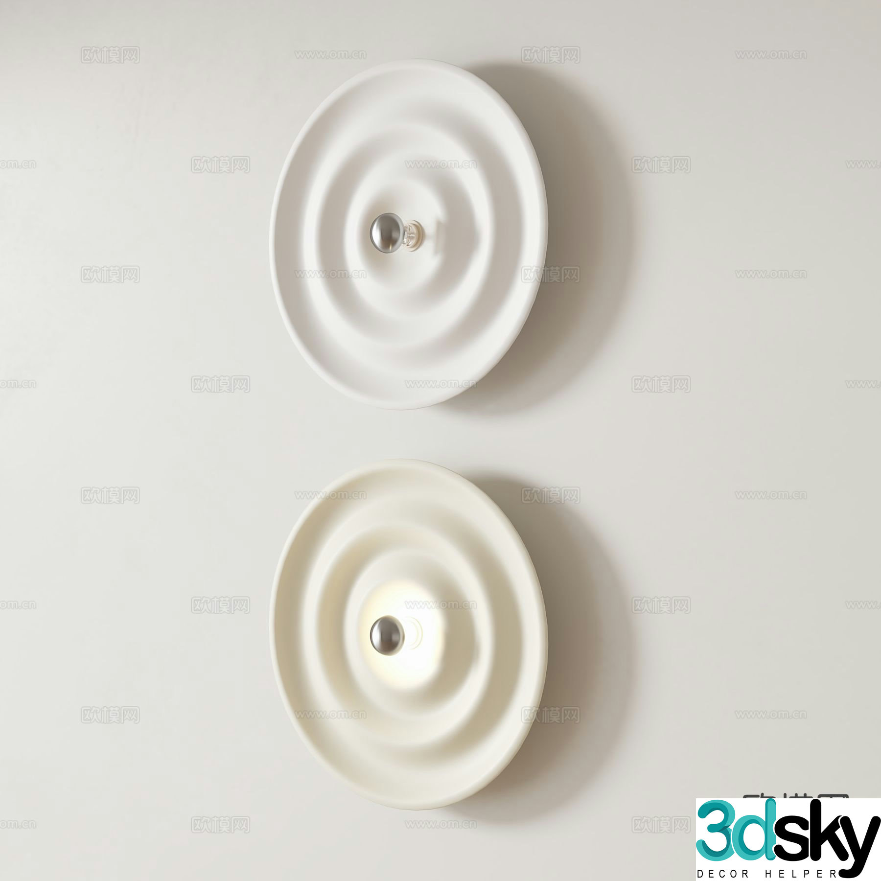 Cream style wall lamp flying saucer wall lamp 3d model
