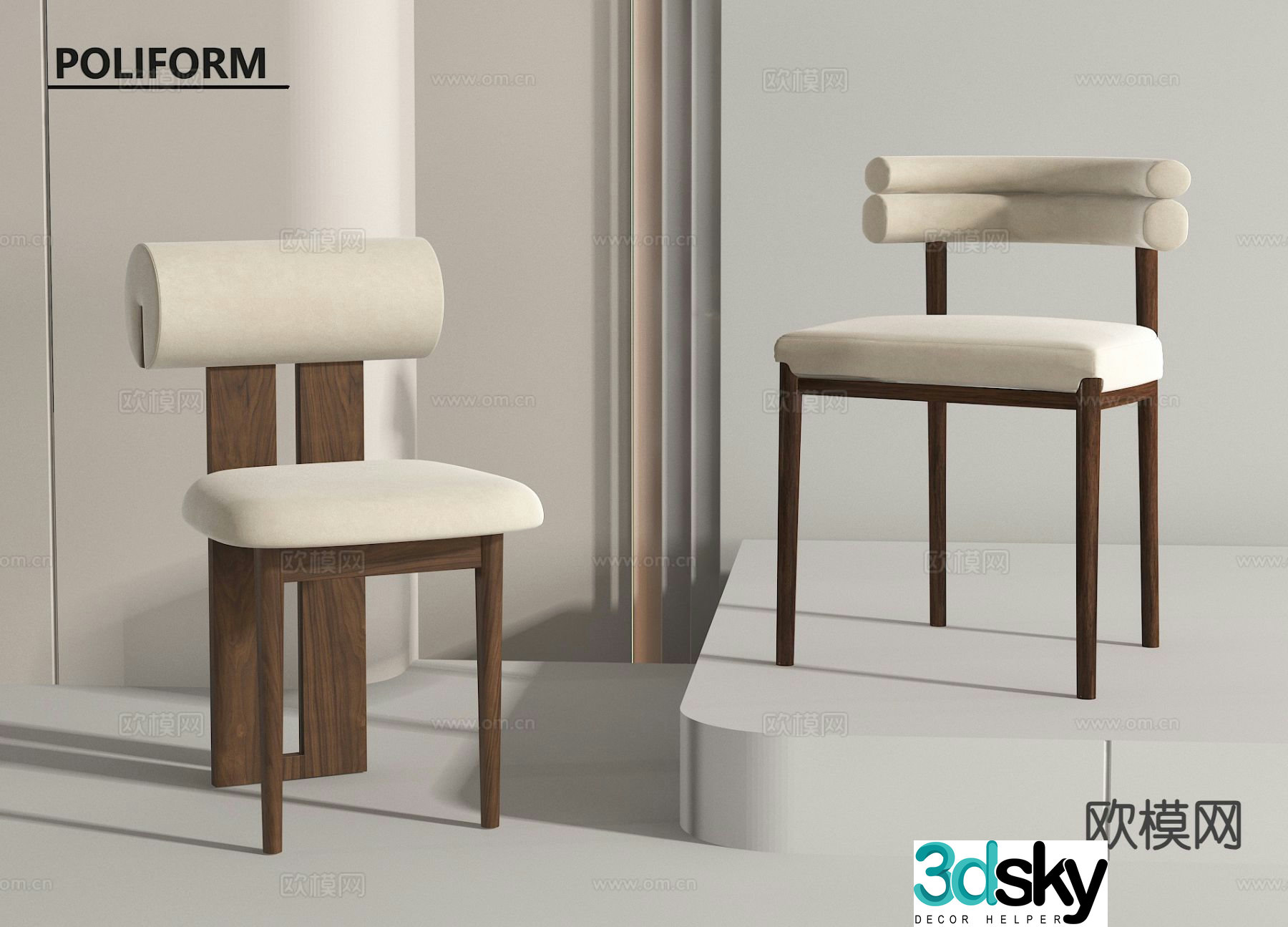 Medieval style chair dining chair 3d model