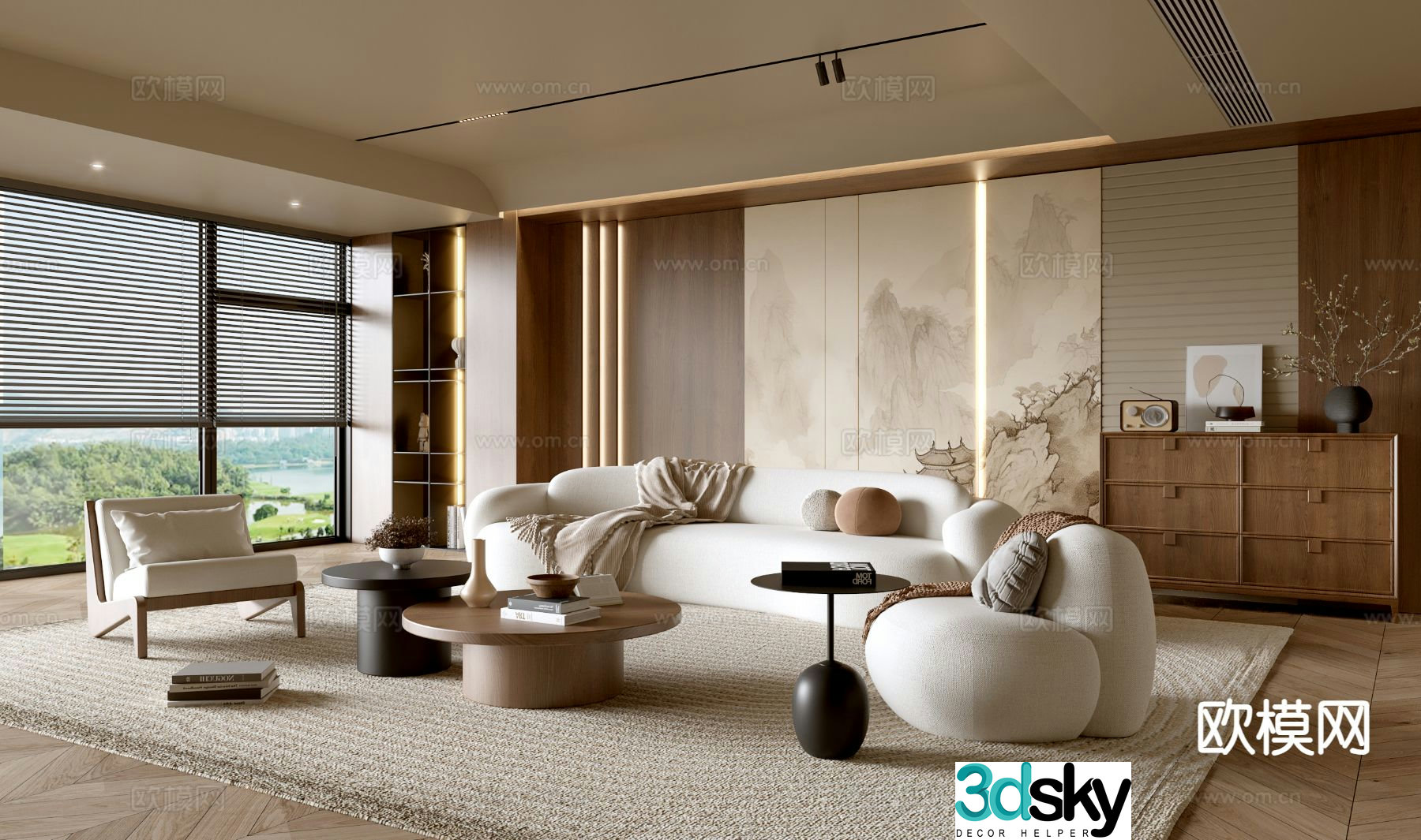 Wabi-sabi living room 3d model