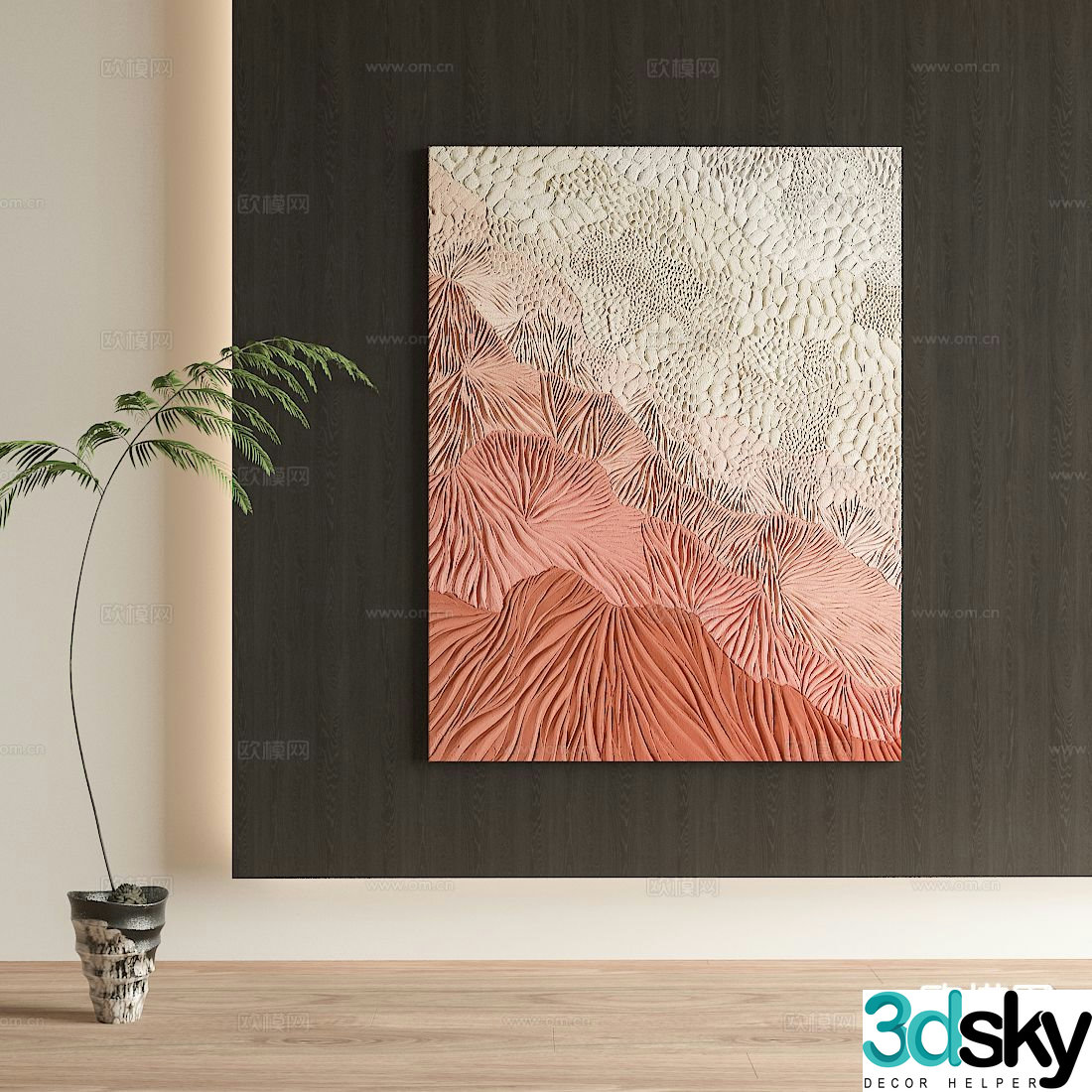 Medieval style decorative painting abstract hanging painting 3d model
